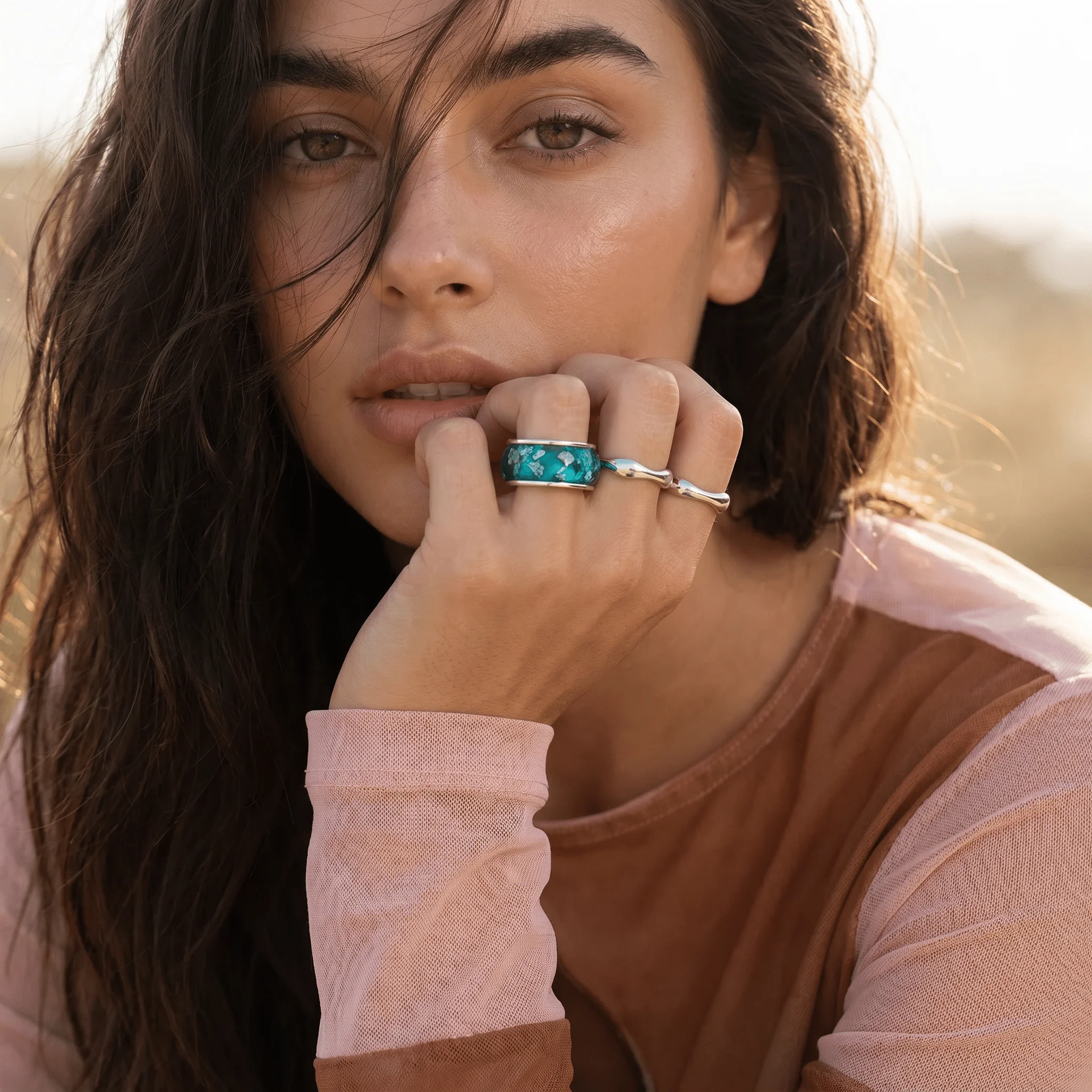 2-in-1 Resin Ring - Ocean Blue - Image 8