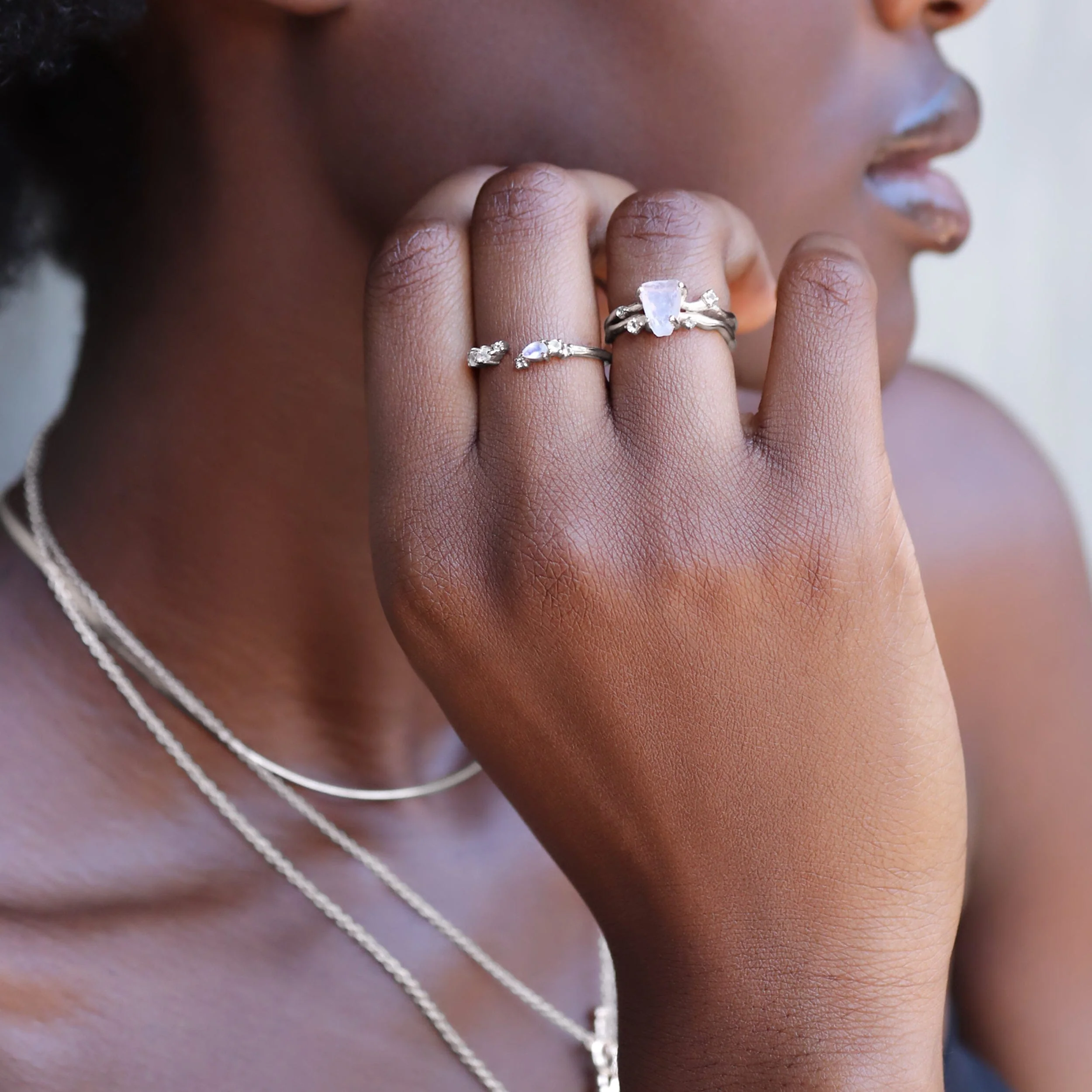Adjustable Moonstone Ring Flourish - June Birthstone - Image 11
