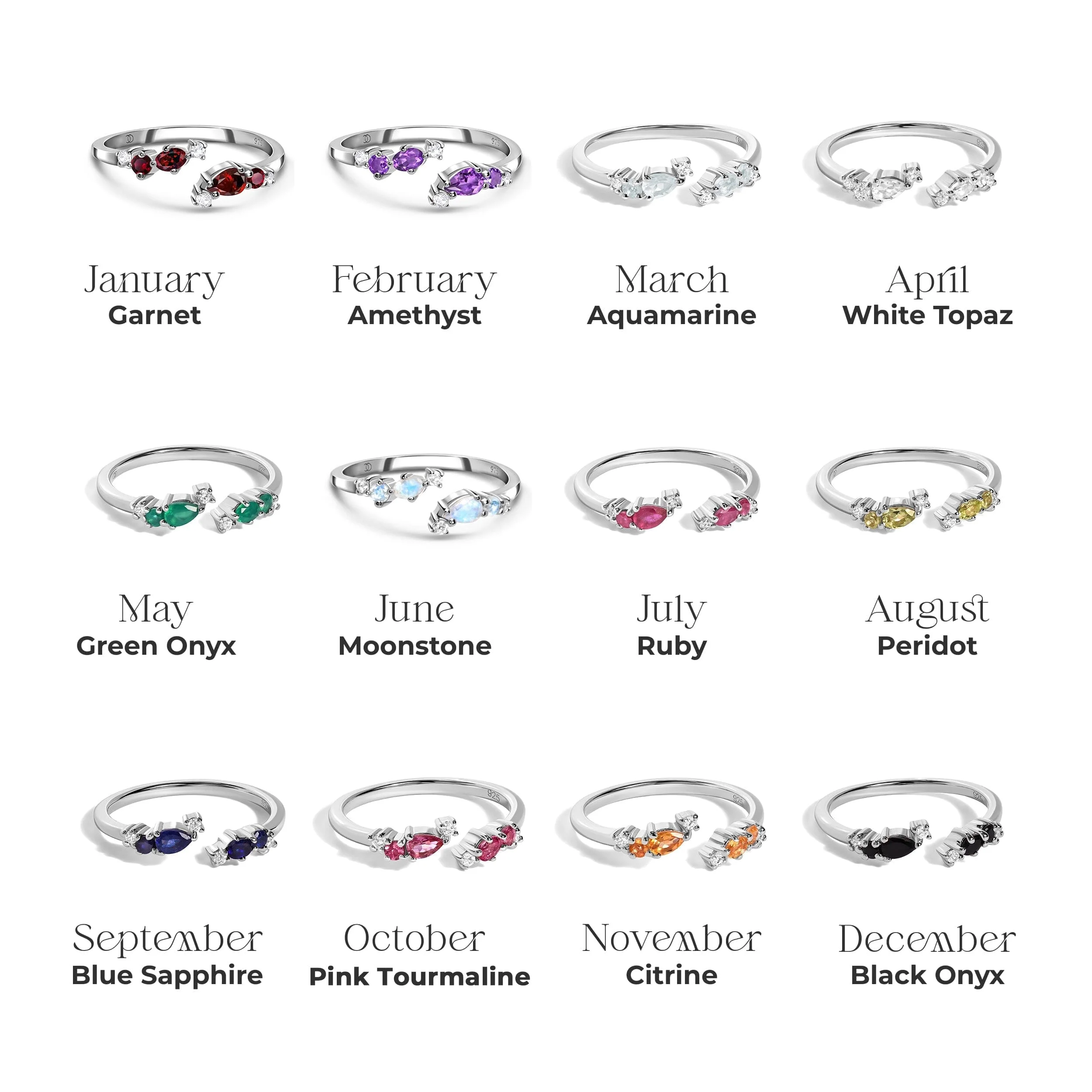 Adjustable White Topaz Ring Flourish - April Birthstone - Image 10