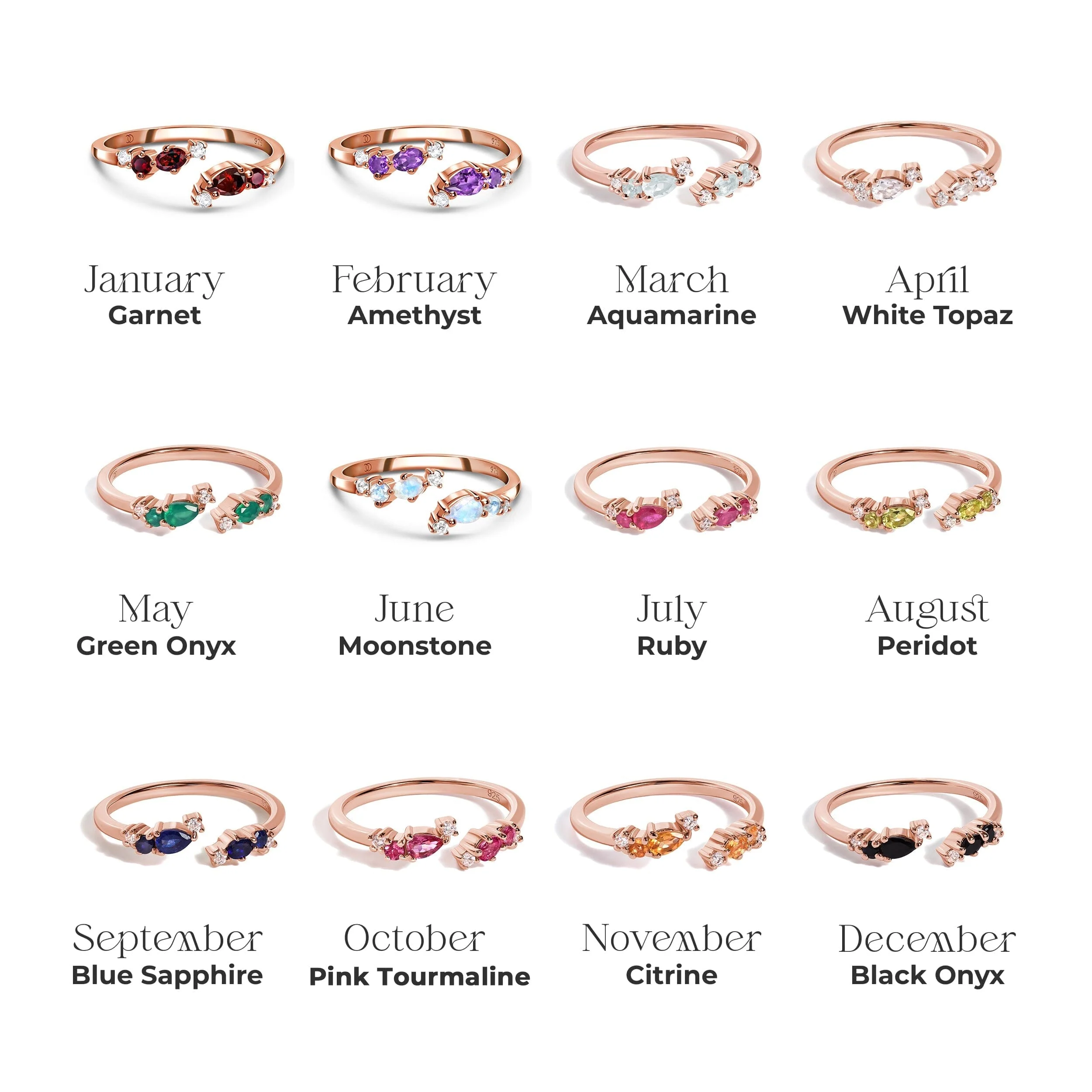 Adjustable White Topaz Ring Flourish - April Birthstone - Image 13