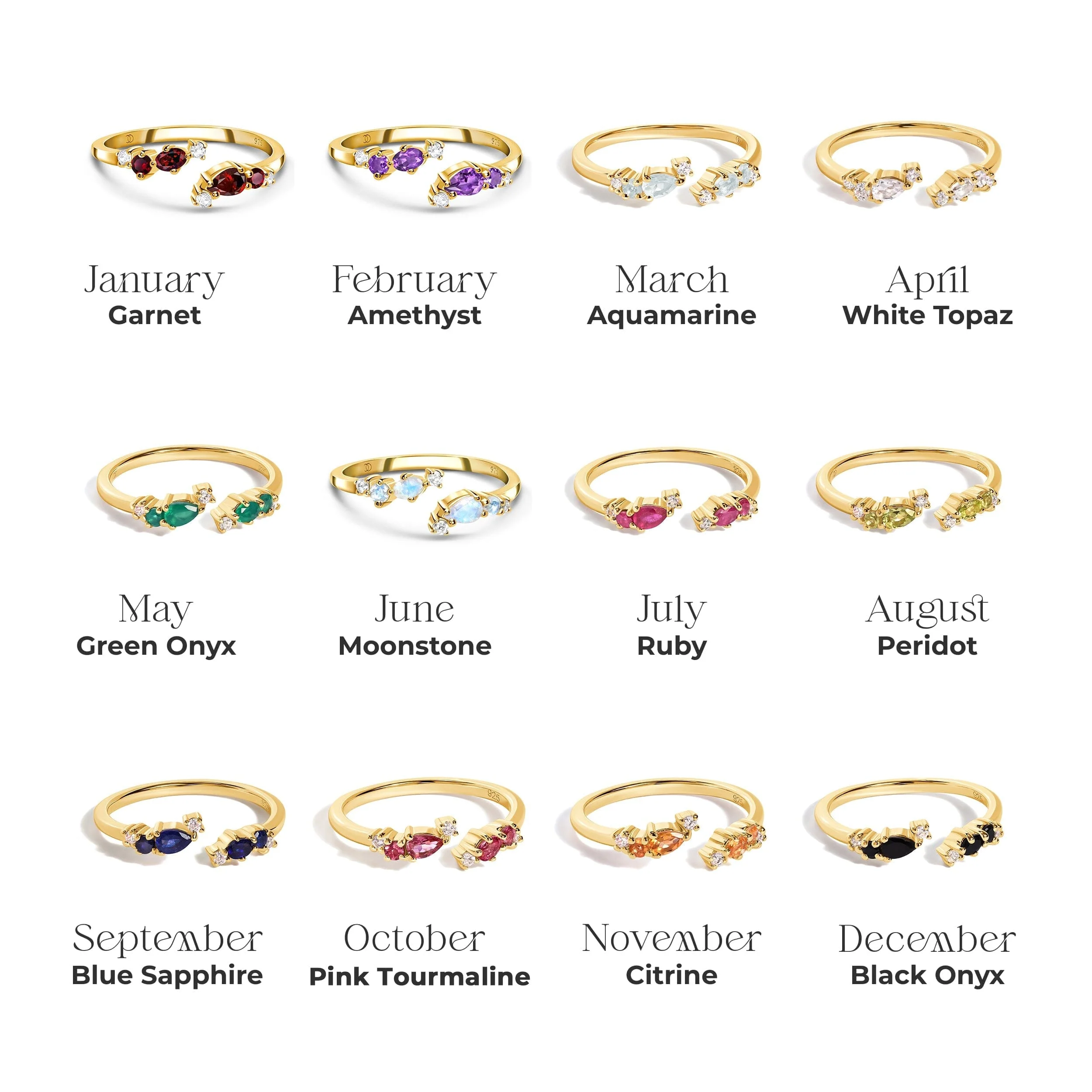 Adjustable White Topaz Ring Flourish - April Birthstone - Image 16