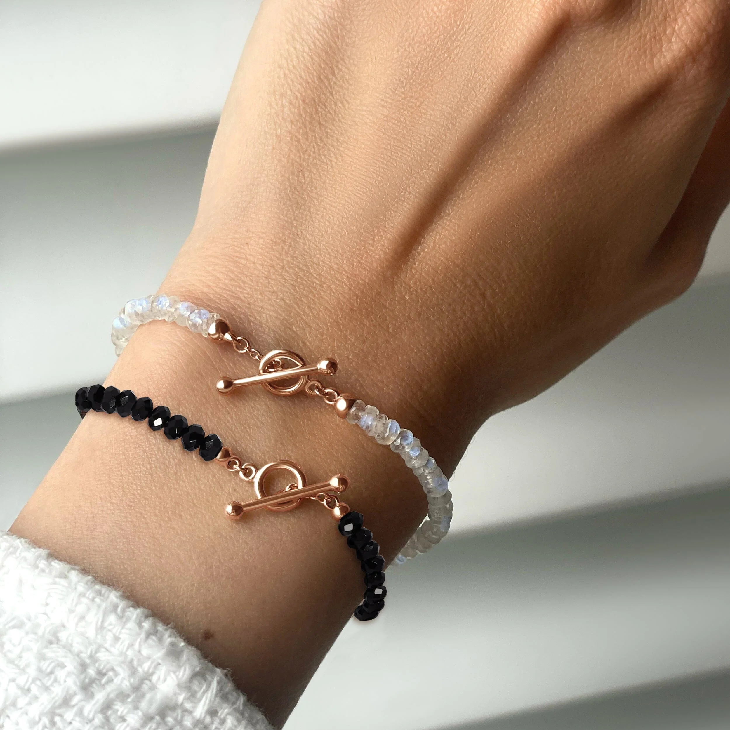 Moonstone & Black Obsidian Vibrations Bracelets - Image 4
