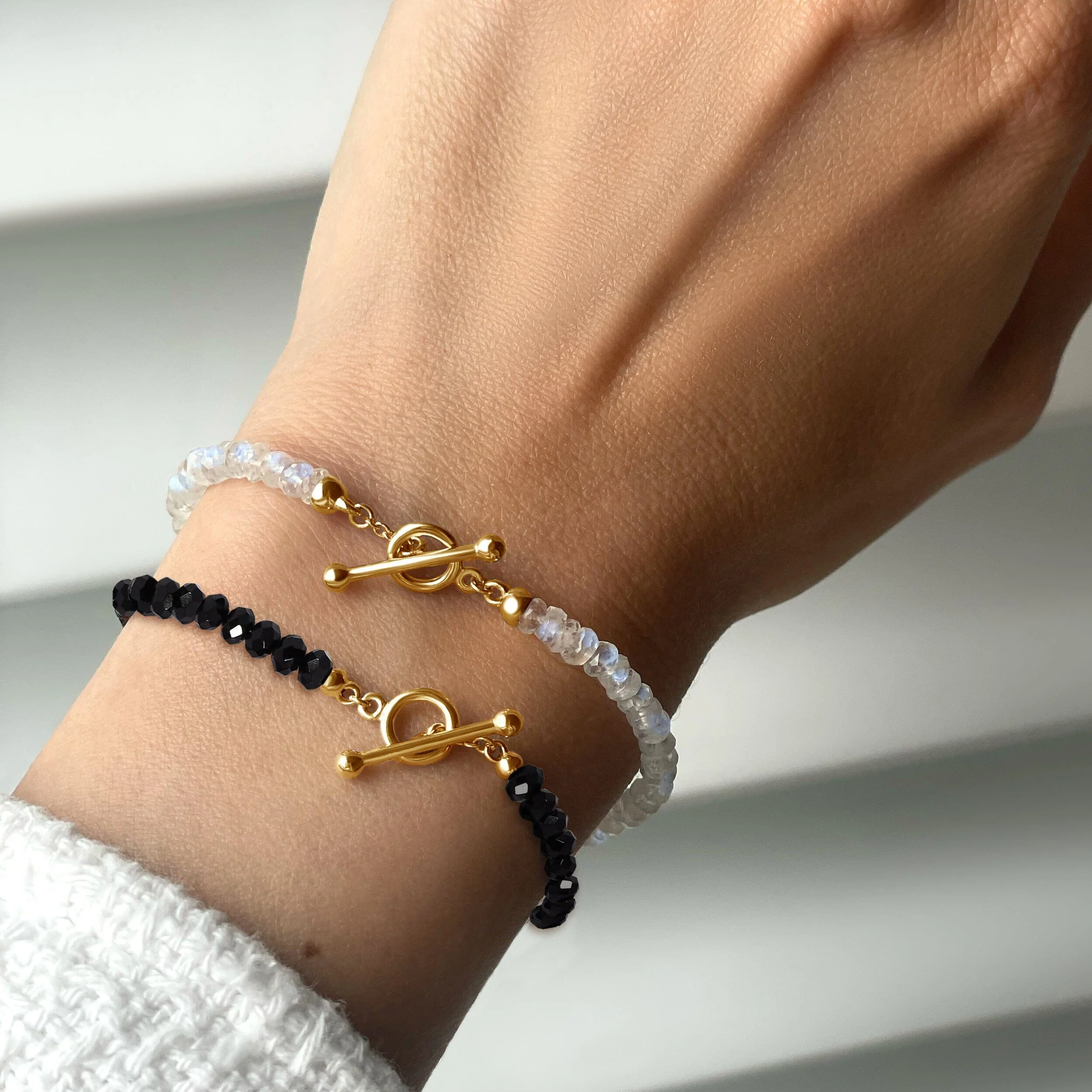 Moonstone & Black Obsidian Vibrations Bracelets - Image 6
