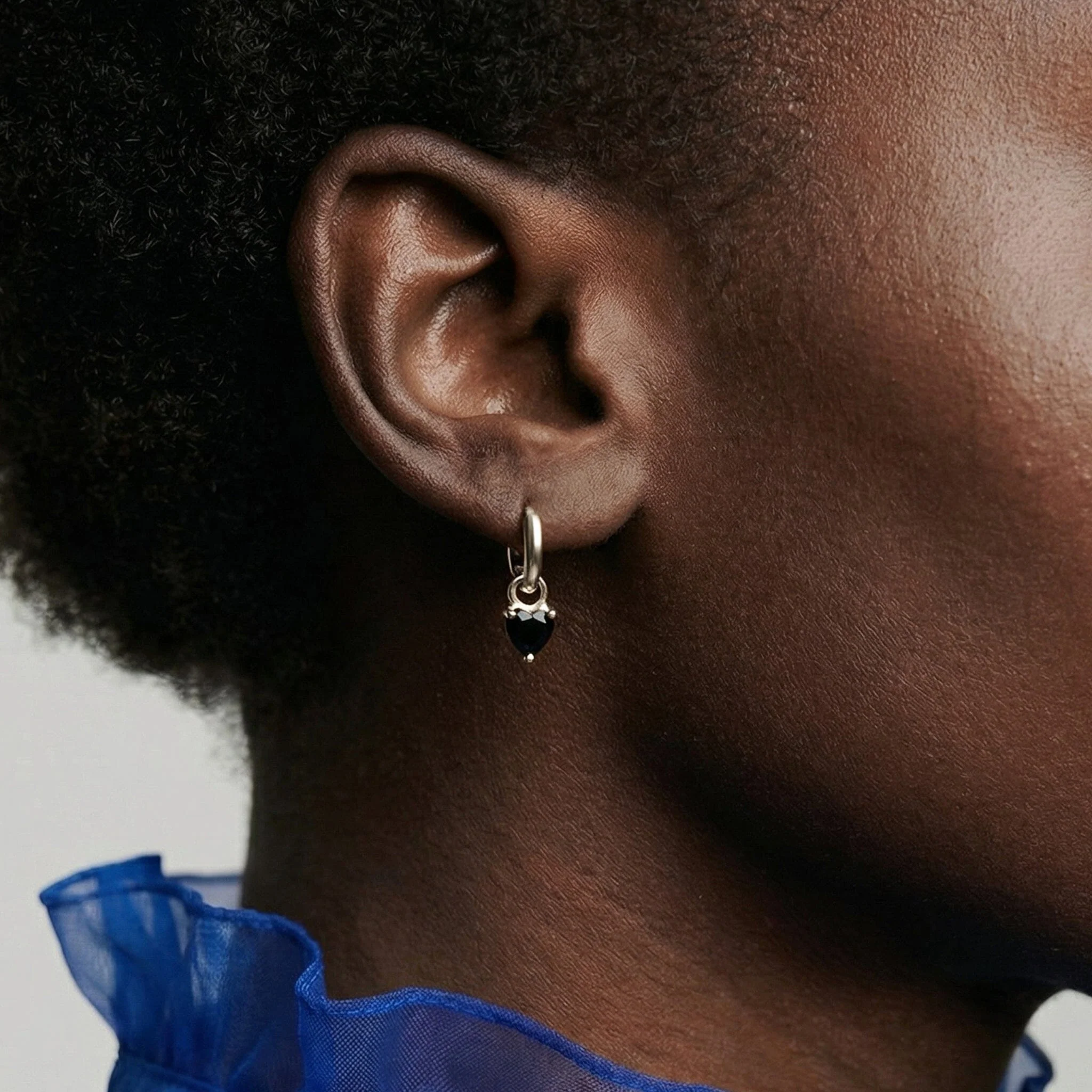 Black Obsidian Earrings - Love Hoops - Image 2
