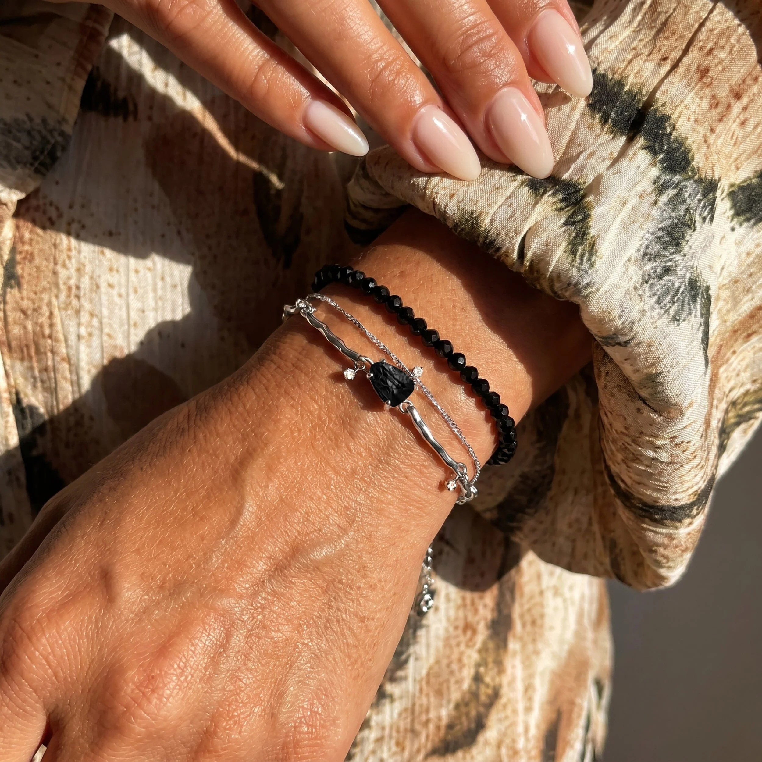 Beads Bracelet - Black Obsidian - Image 8