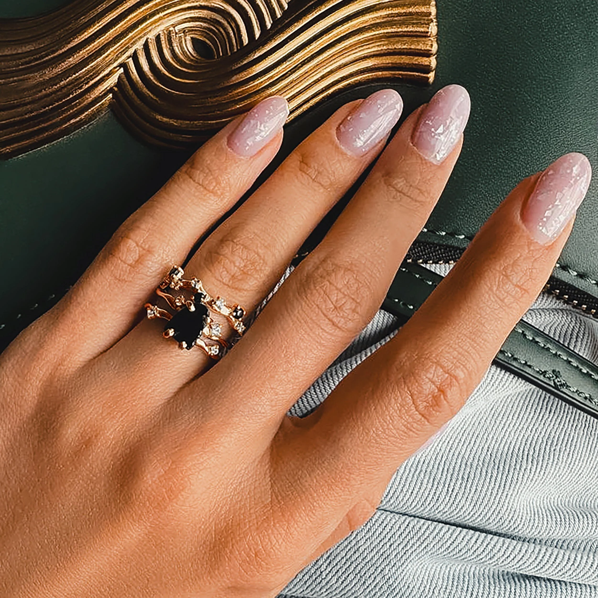 Black Obsidian Flow & Stardust Rings - Image 32