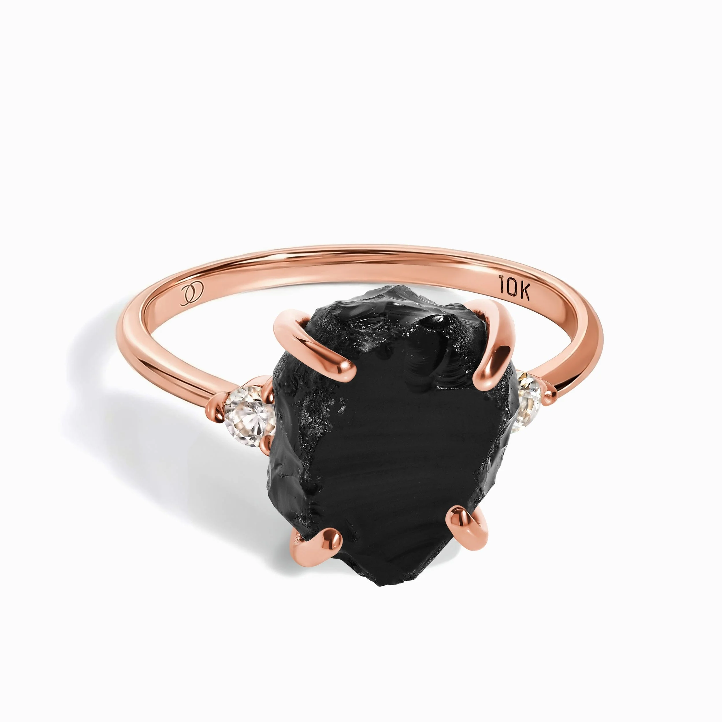 Black Obsidian Lab Diamond Ring - Raw Allure