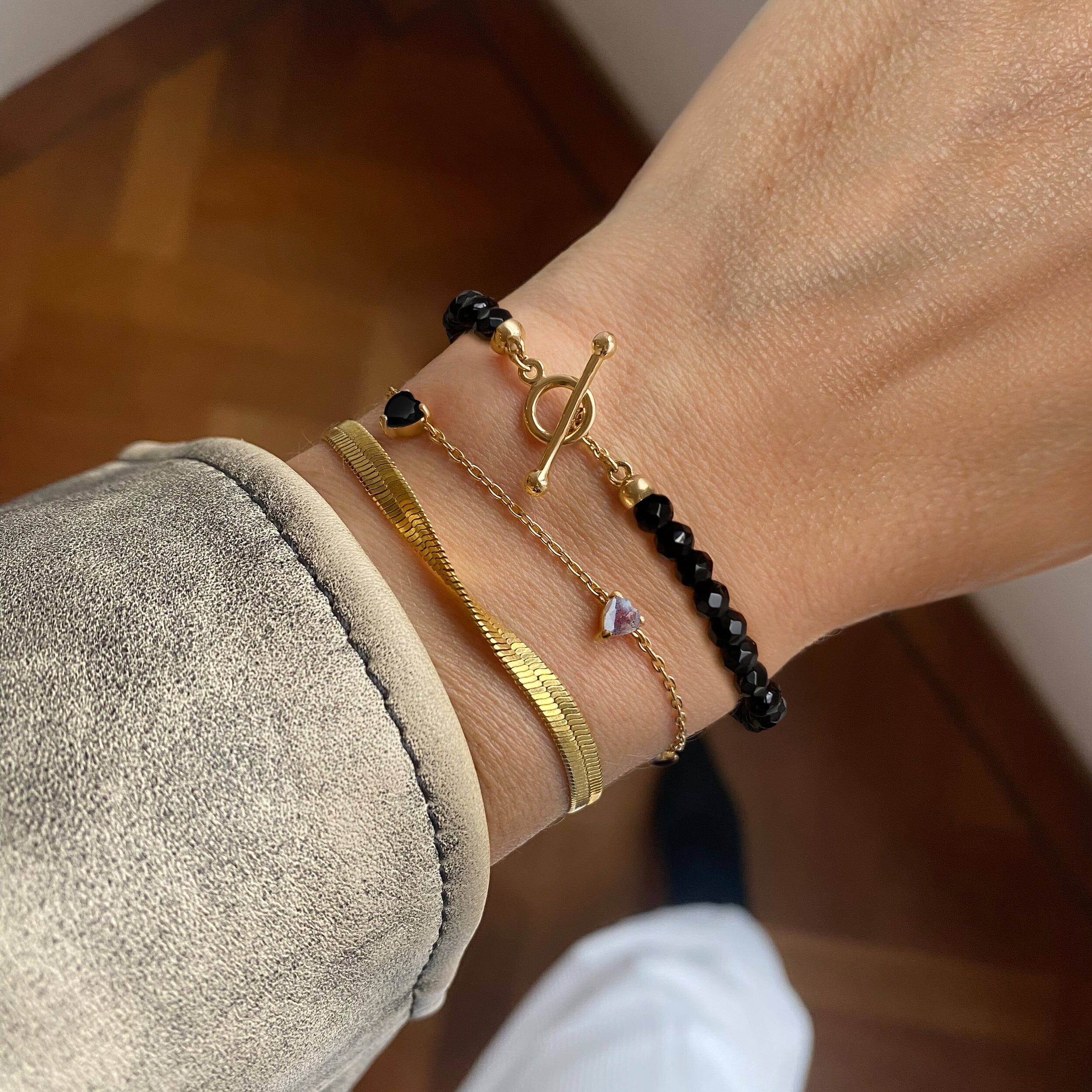 Black Obsidian Labradorite Bracelet - Crush - Image 11