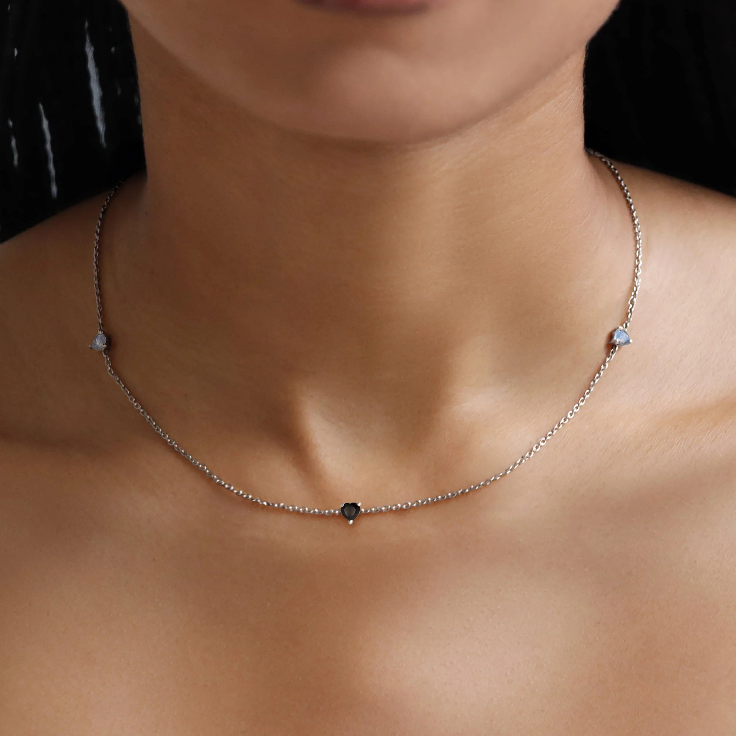 Black Obsidian Labradorite Necklace - Crush - Image 2