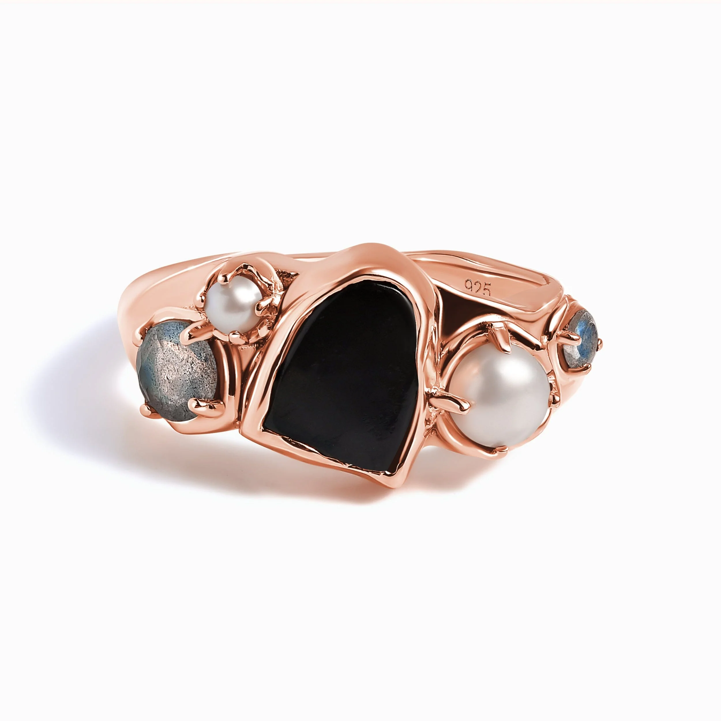 Black Obsidian Pearl Ring - Heirloom - Image 3