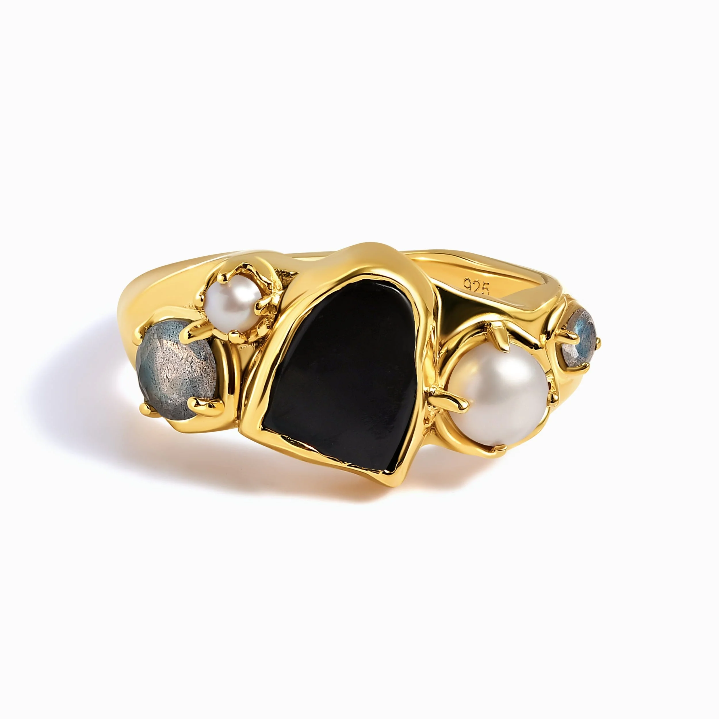 Black Obsidian Pearl Ring - Heirloom - Image 5