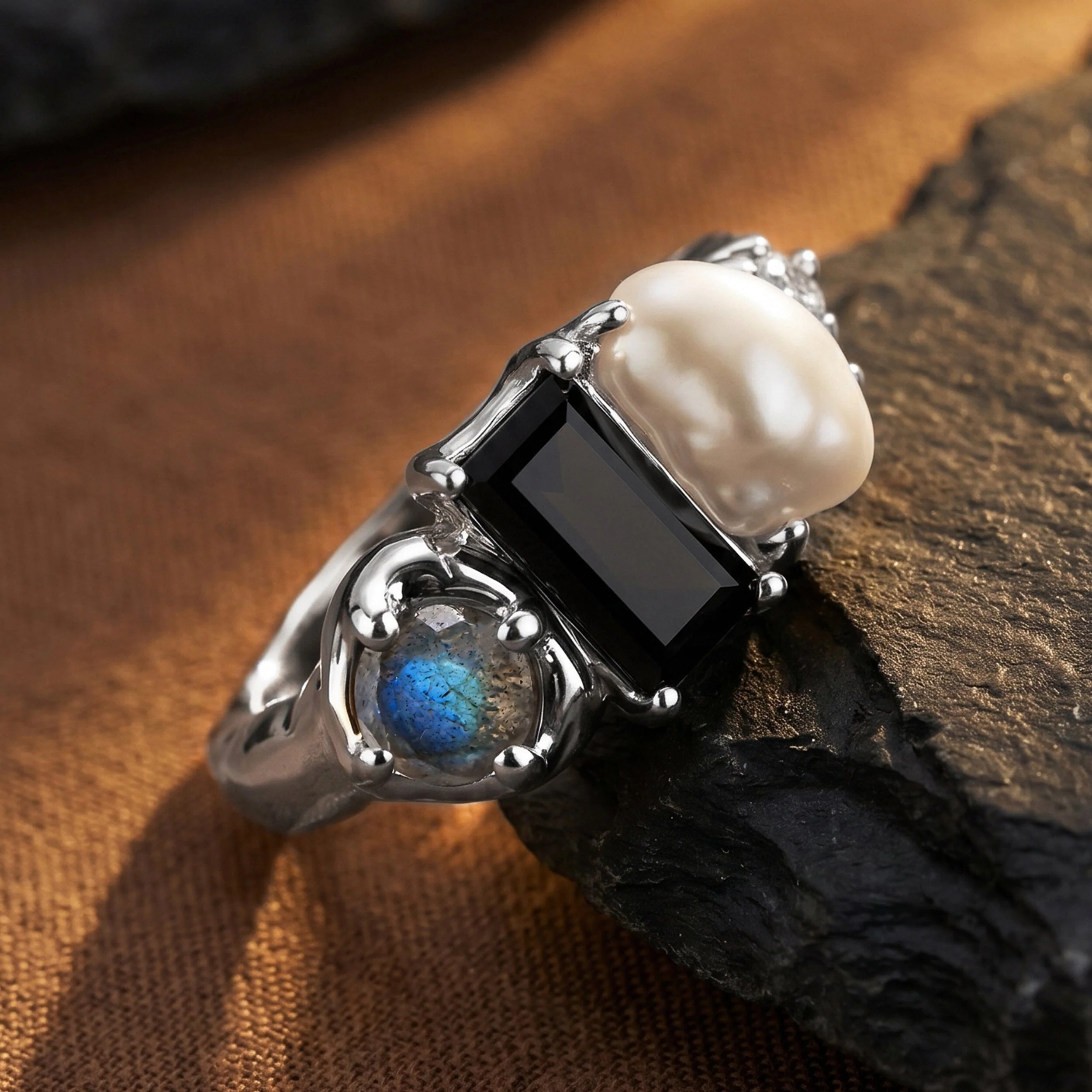 Black Obsidian Pearl Ring - Treasure - Image 20
