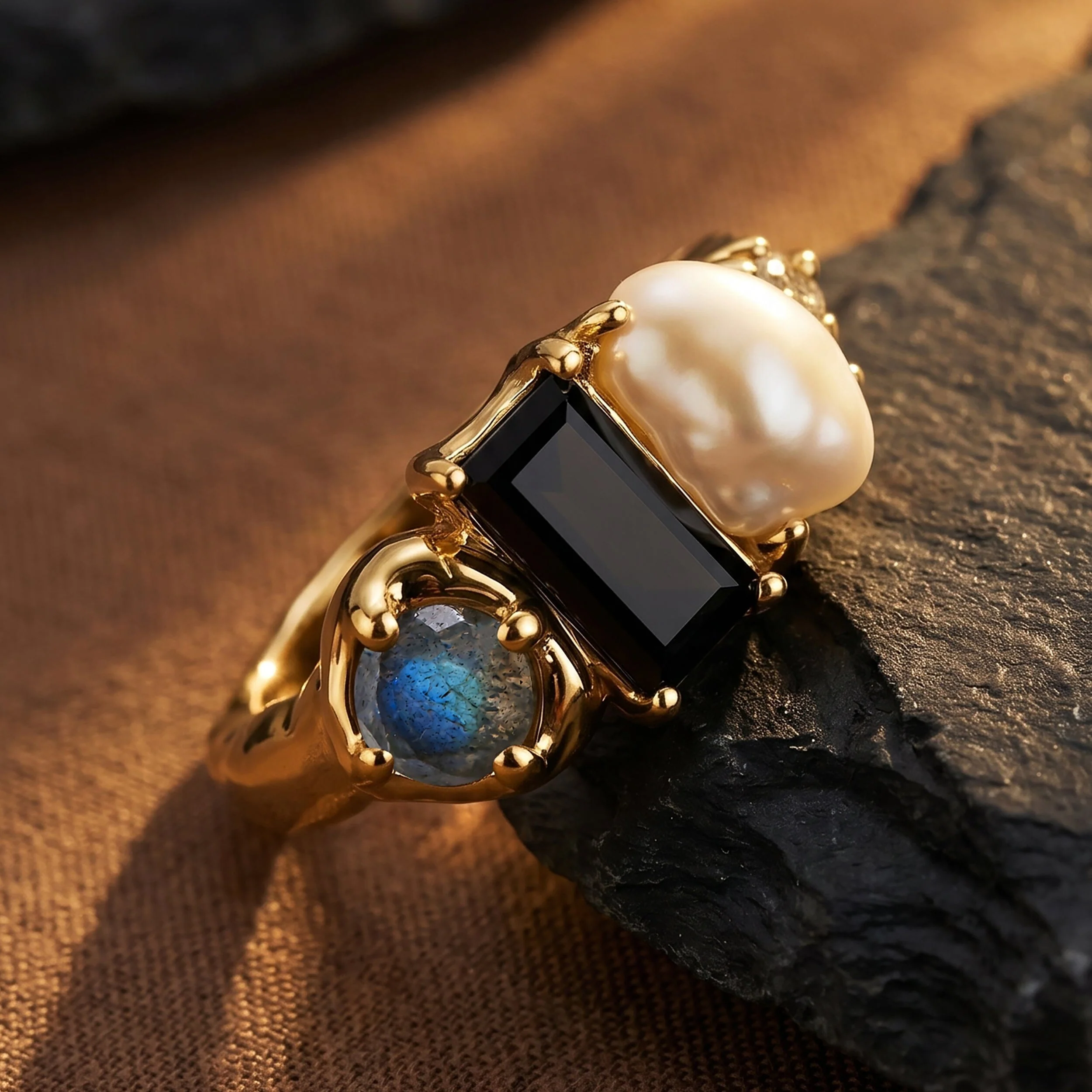Black Obsidian Pearl Ring - Treasure - Image 21