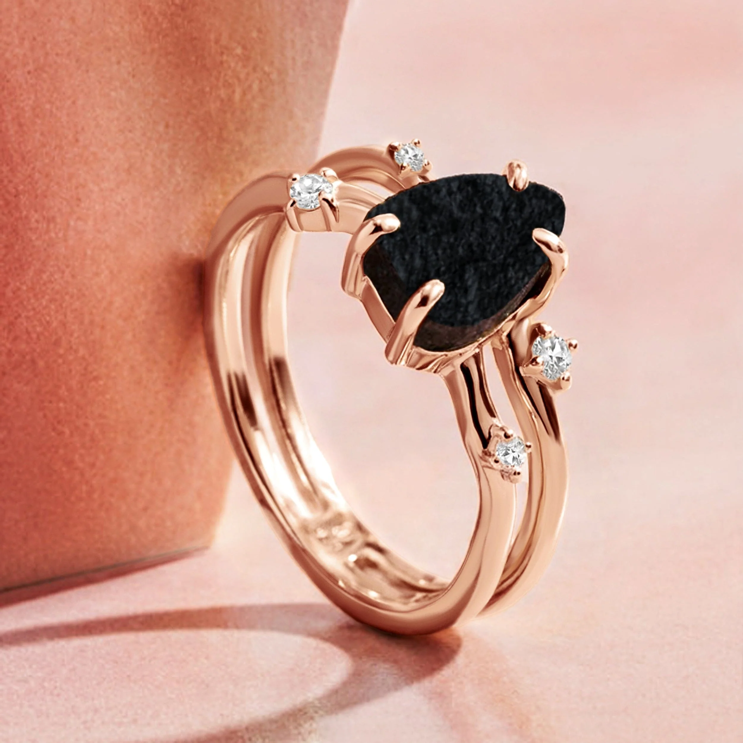 Black Obsidian Ring - Flow - Solid Gold - Image 21