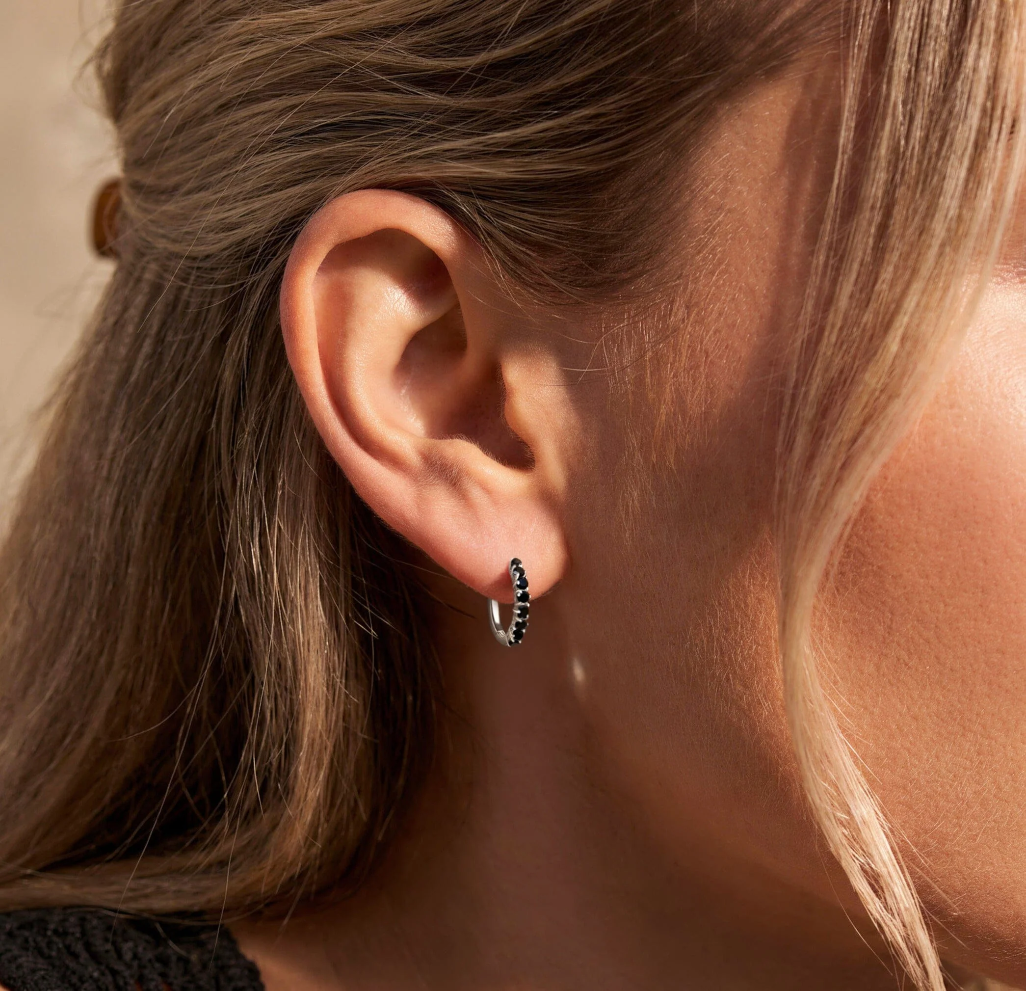 Black Onyx Earrings - Queen Bonny Hoops - Image 2