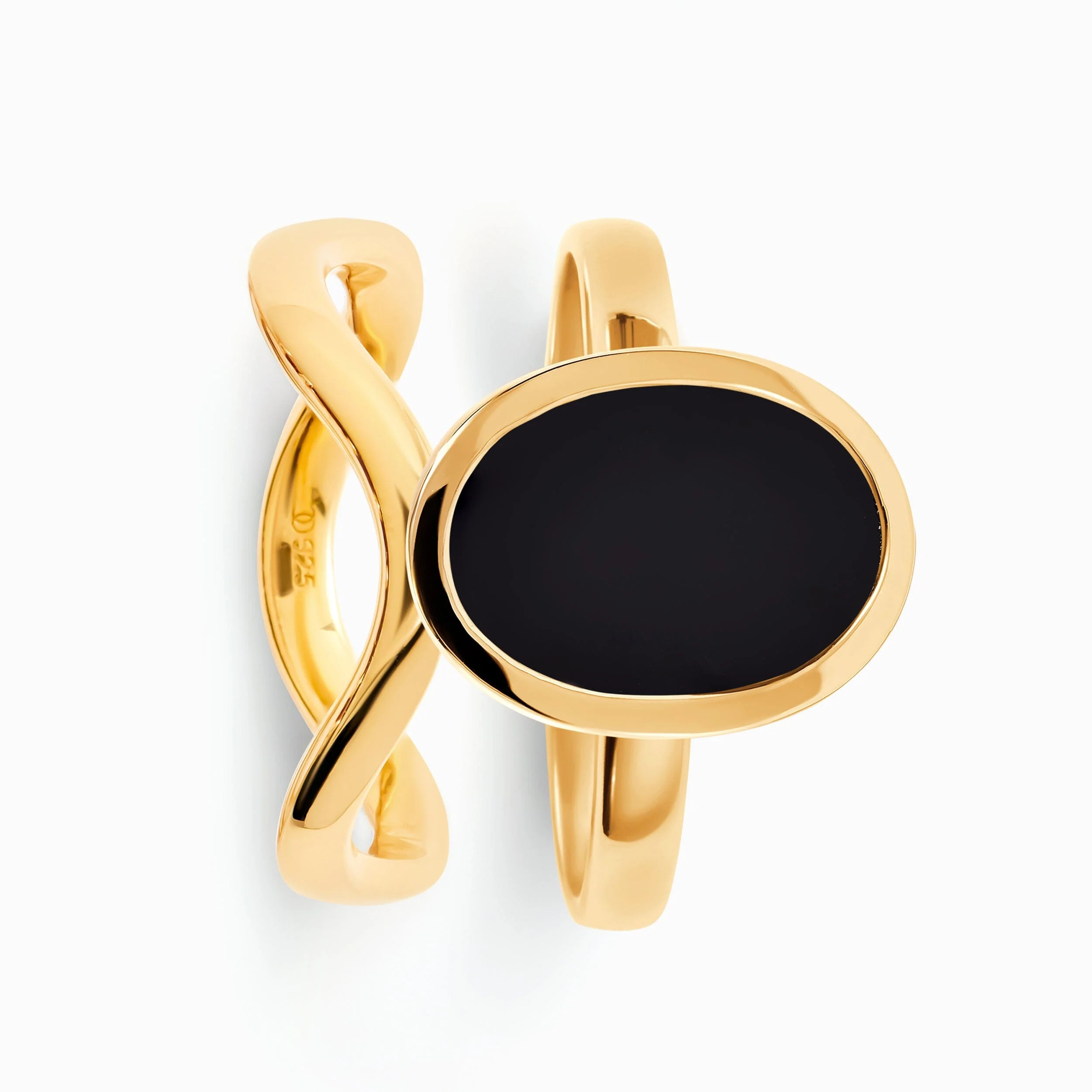 Enfolded Black Onyx & Waves Rings - Image 5