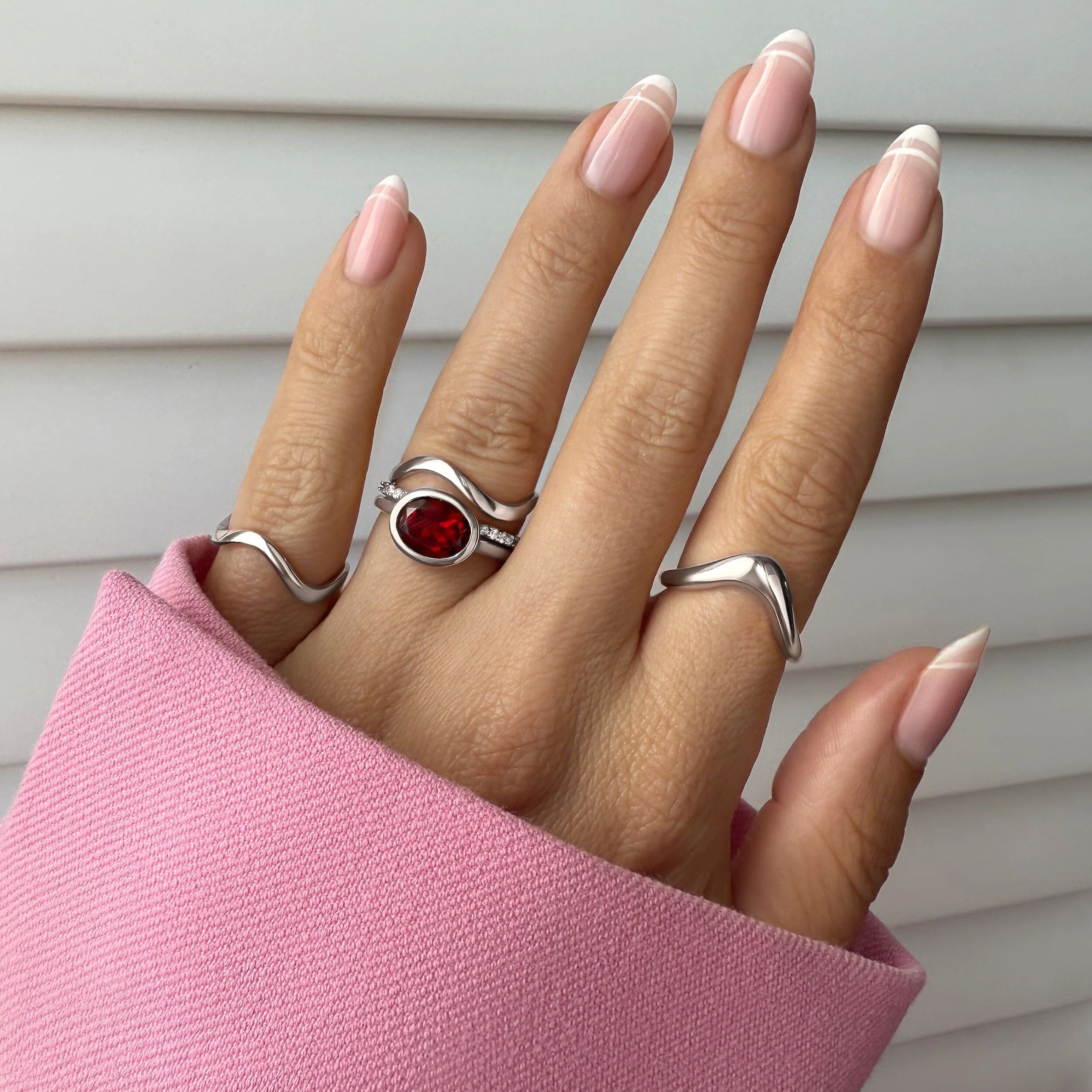 Garnet Skin-Touch & Waves Rings - Image 11