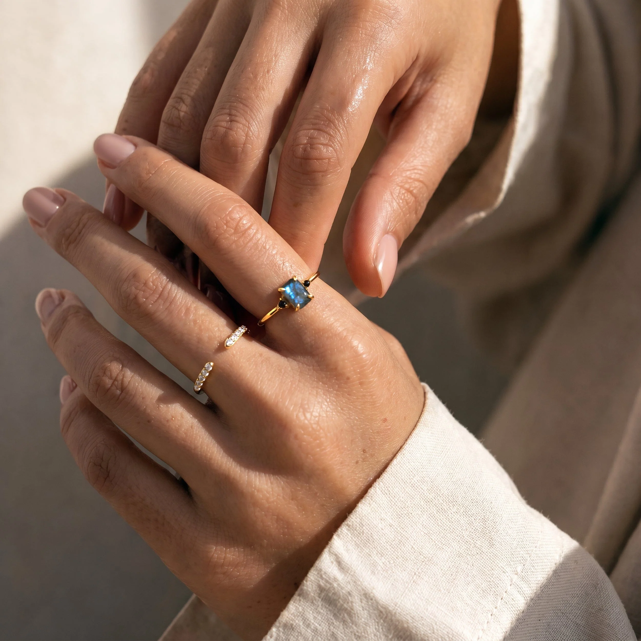 Labradorite Black Onyx Ring Petite Allure & Twinkling Rings - Image 8