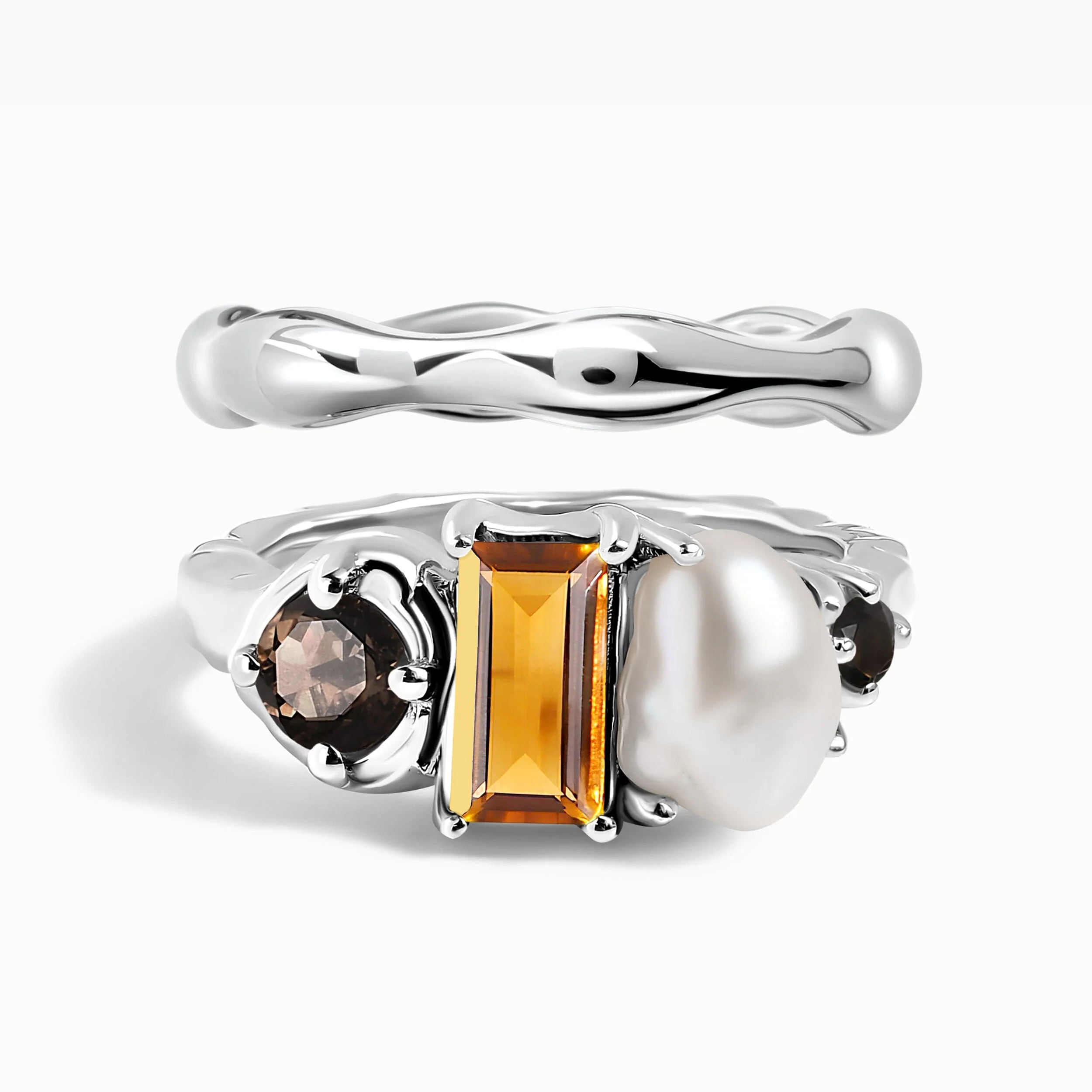 Citrine Pearl Treasure & Magma Ring