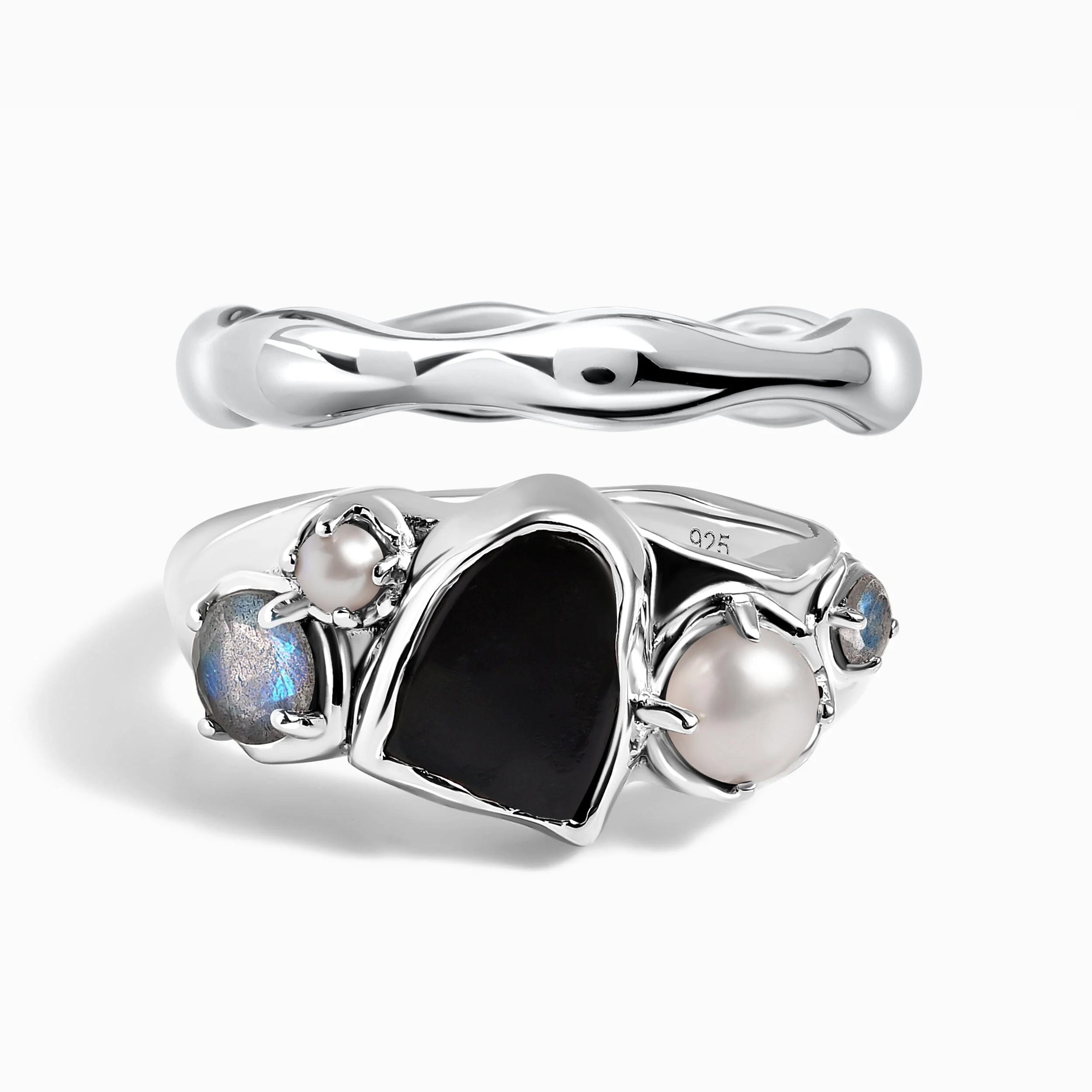 Black Obsidian Heirloom & Magma Rings