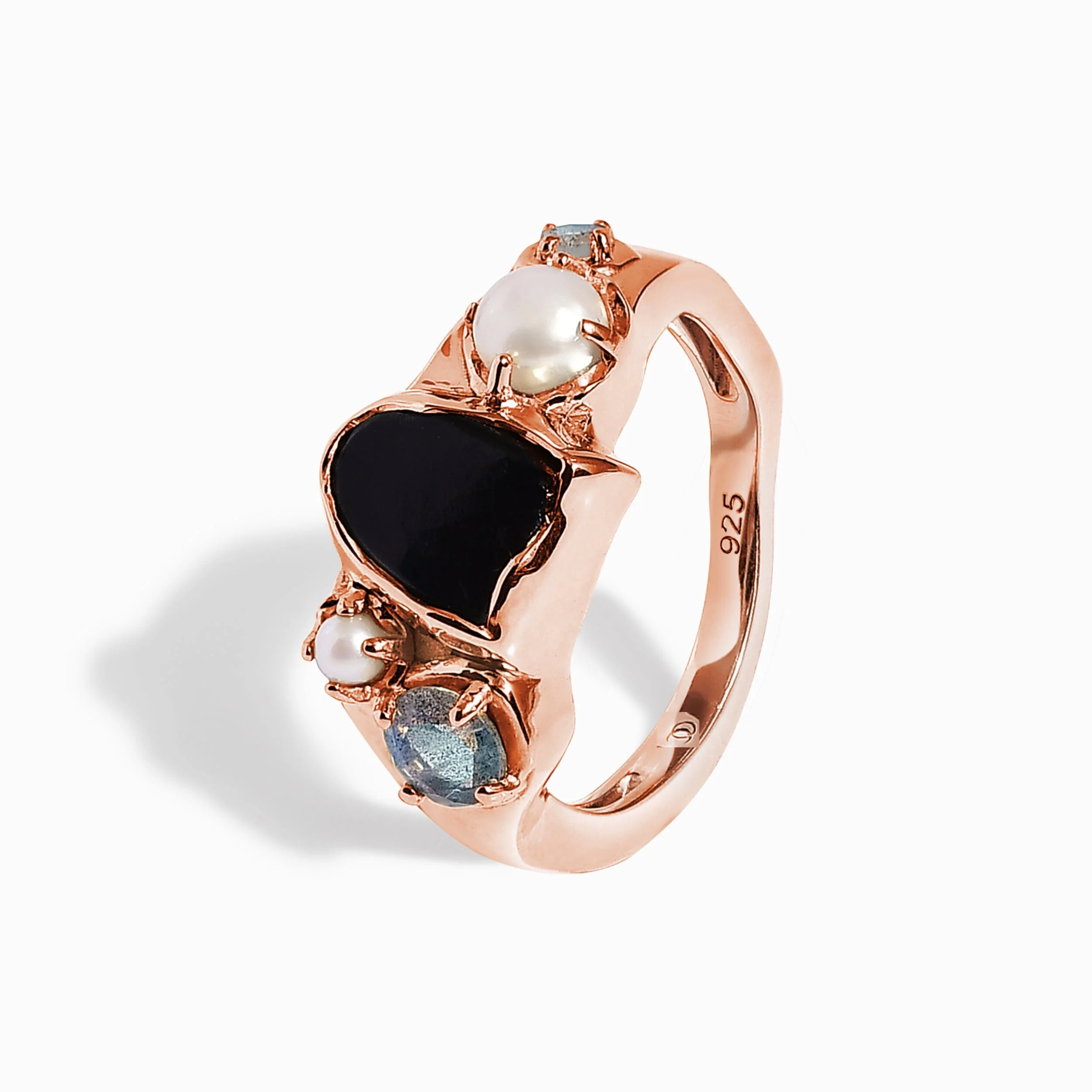 Black Obsidian Pearl Ring - Heirloom - Image 14