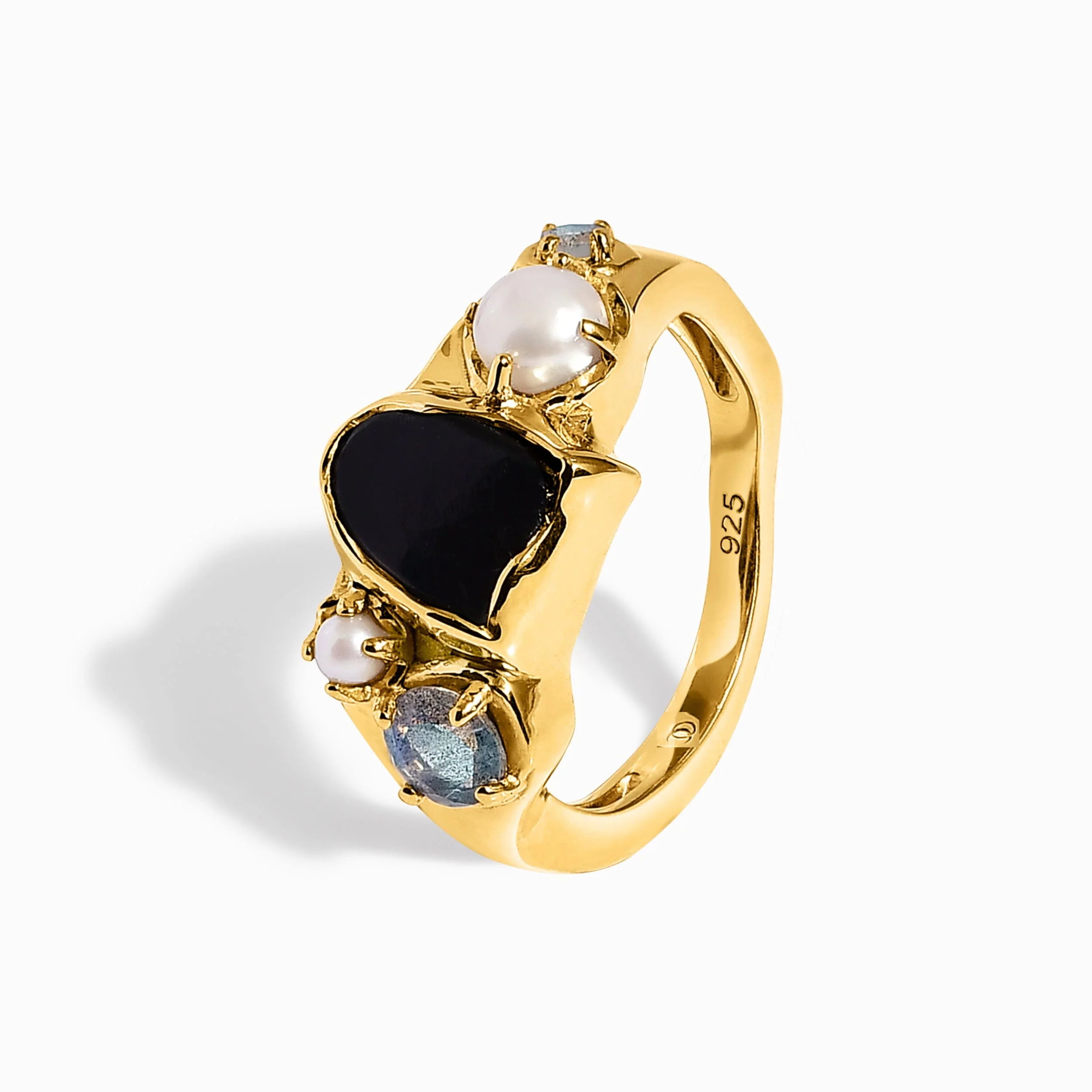 Black Obsidian Pearl Ring - Heirloom - Image 18