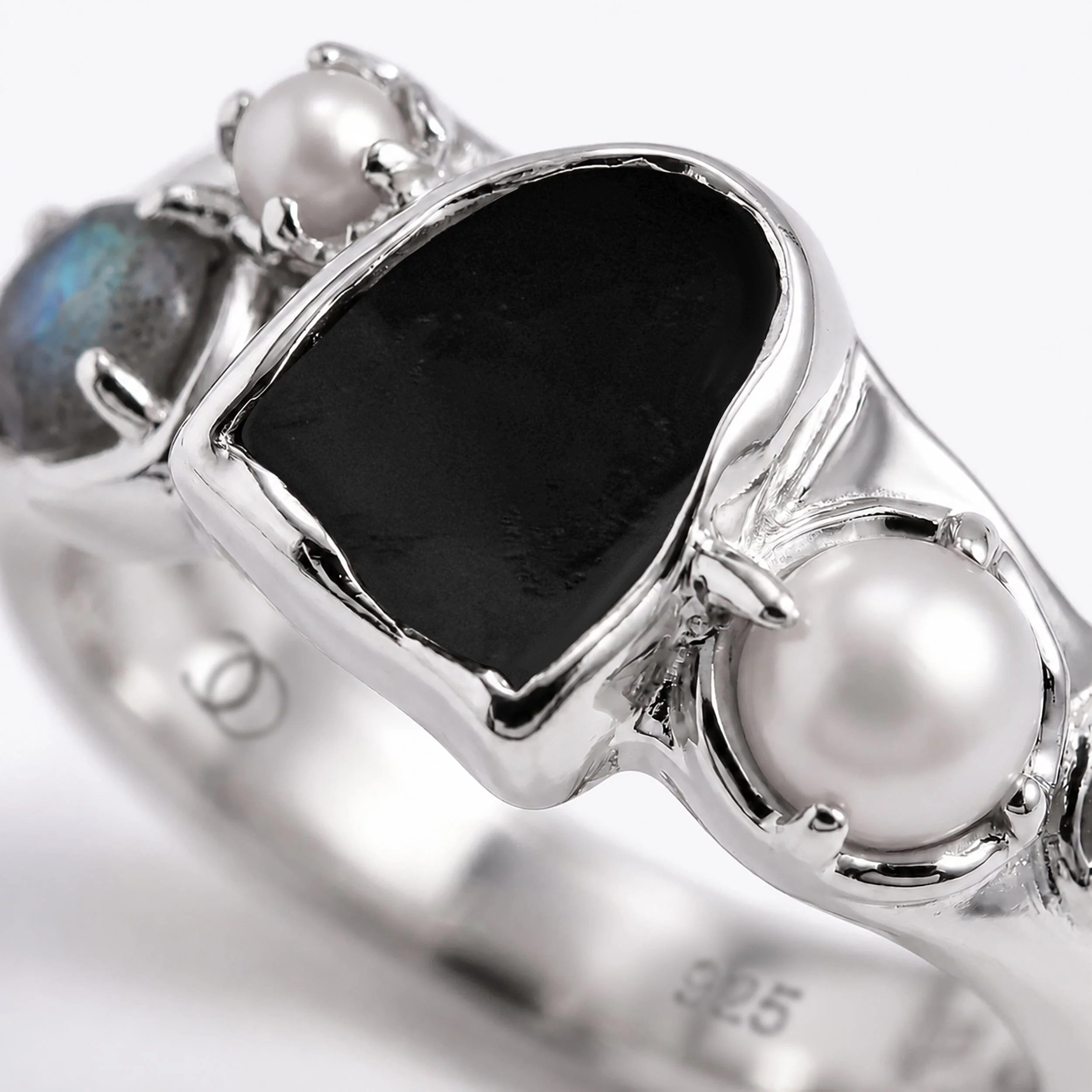 Black Obsidian Heirloom & Magma & Waves Rings - Image 8