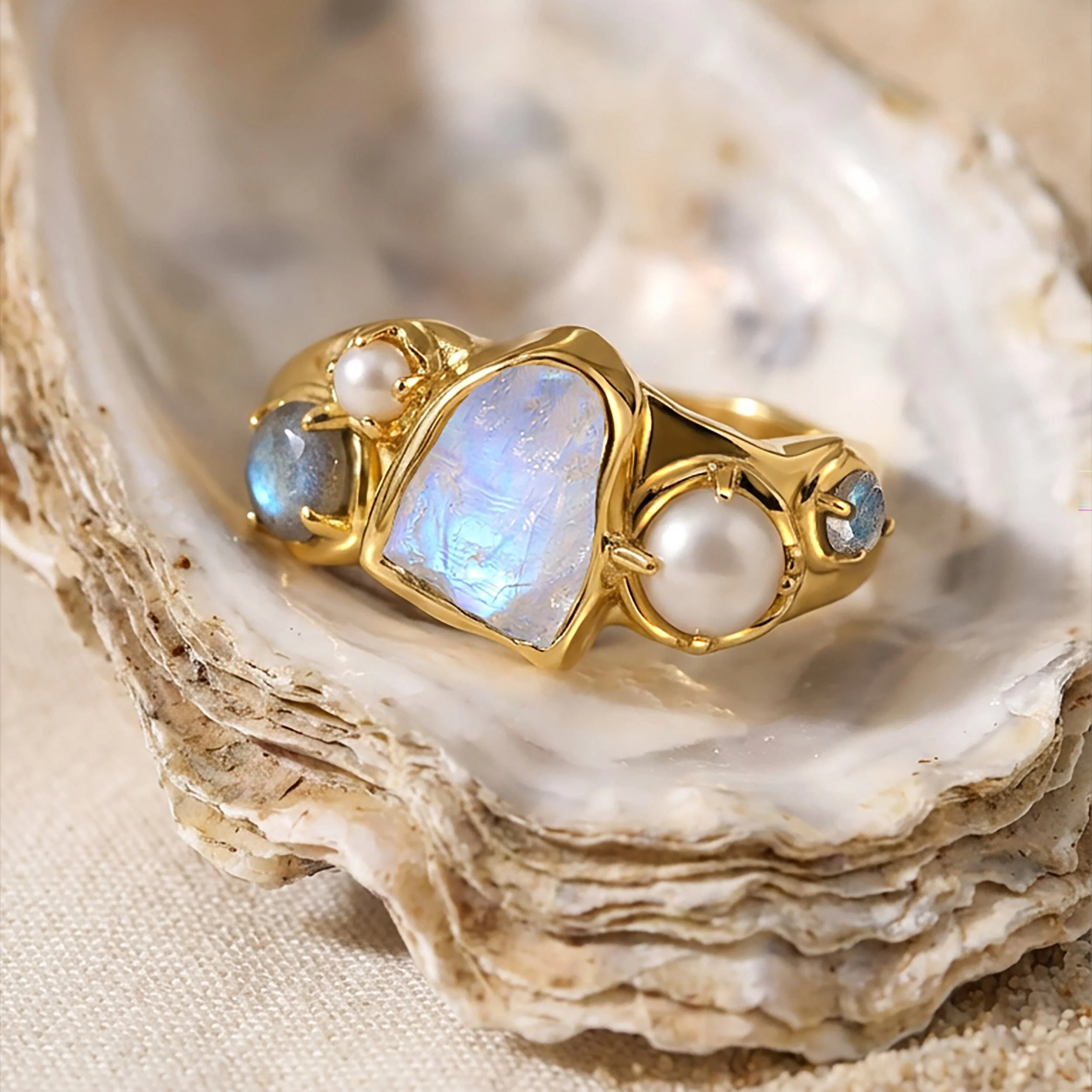 Moonstone Heirloom & Magma & Waves Rings - Image 15