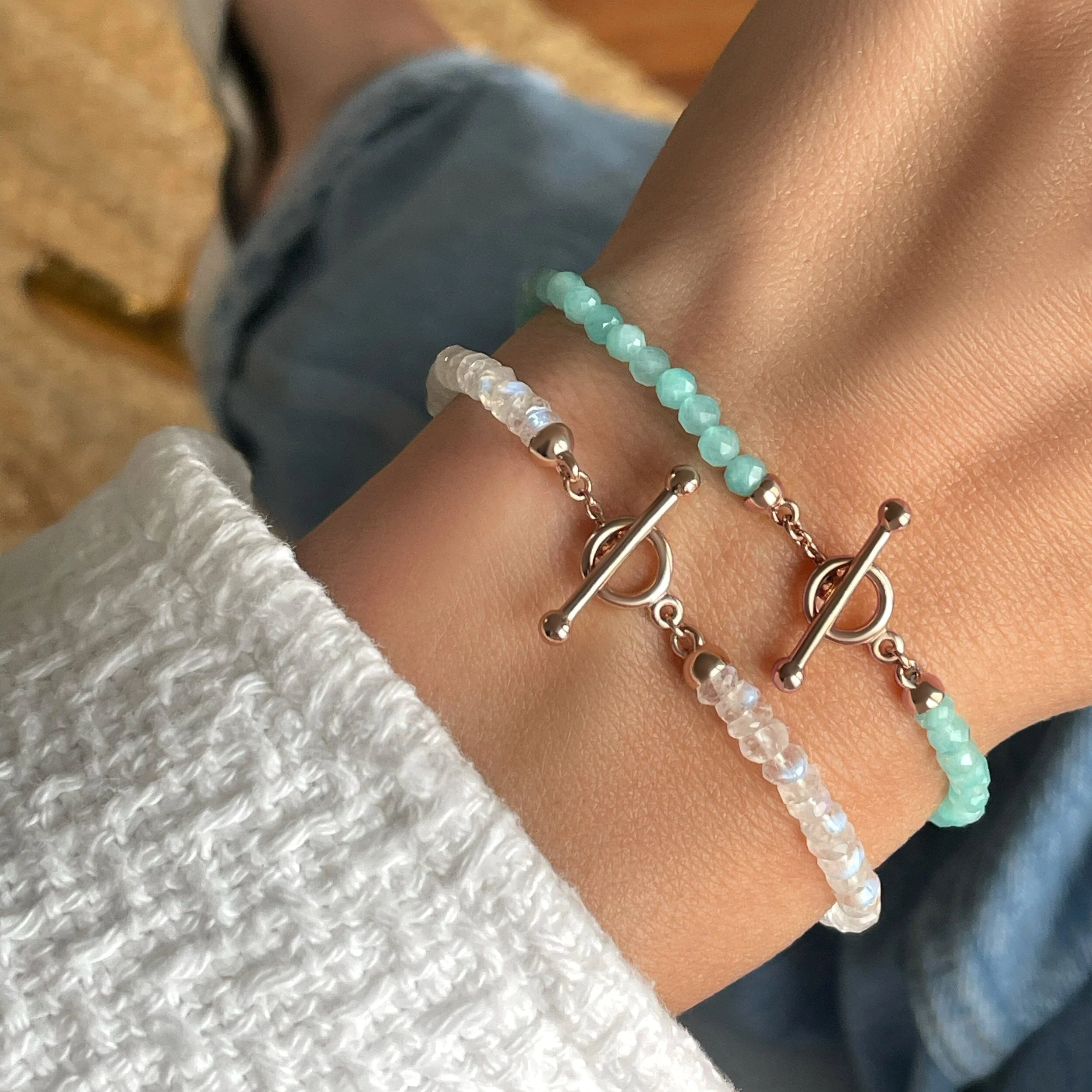 Moonstone & Amazonite Bracelet Stack - Abundance - Image 9