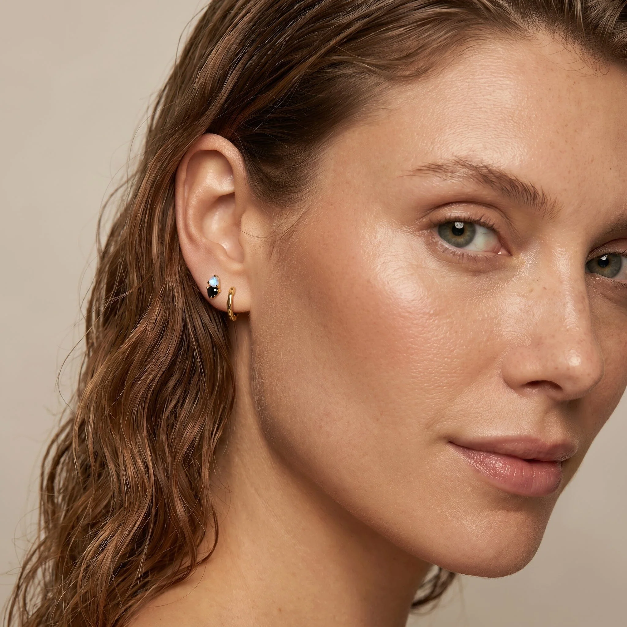 Moonstone & Black Obsidian Earrings - Floating Hearts - Image 11