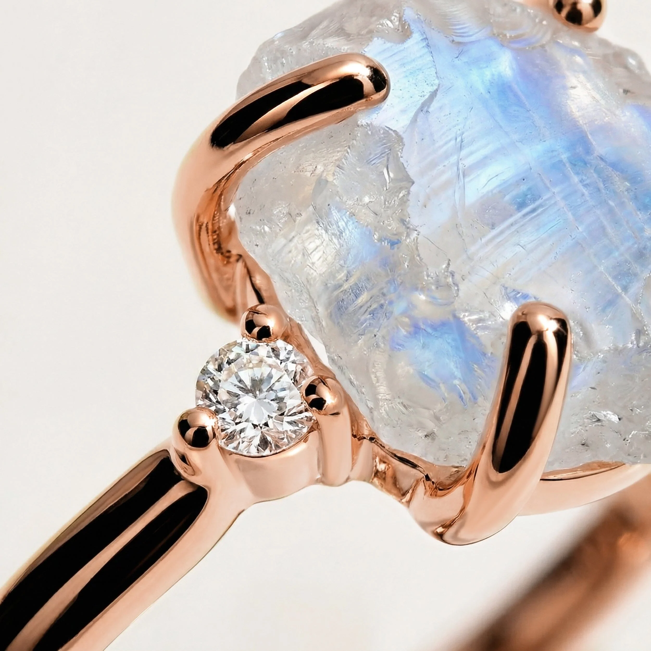 Moonstone Lab Diamond Ring - Raw Allure - Image 12