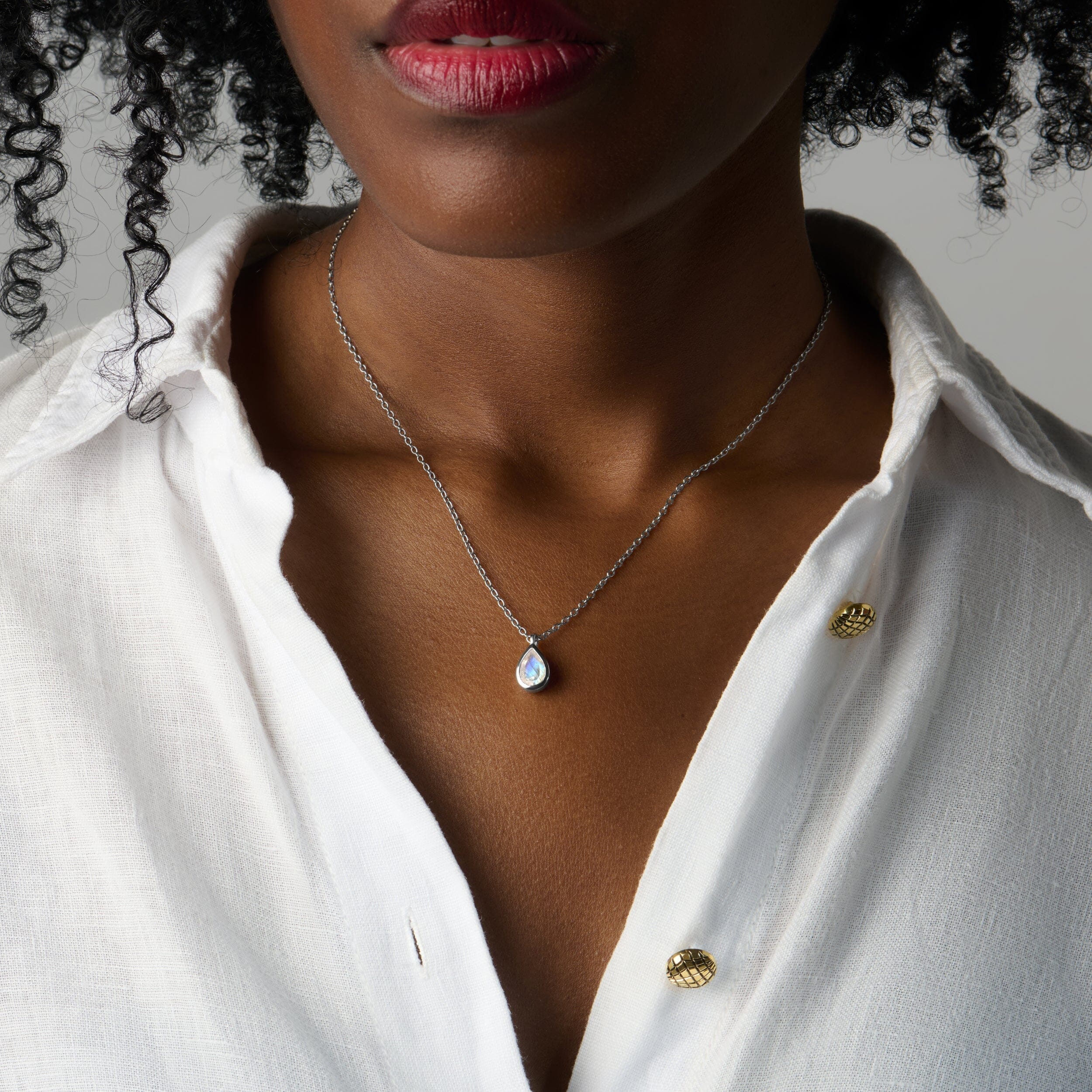 Moonstone Hidden Heart Necklace & Herringbone Chain - Image 21