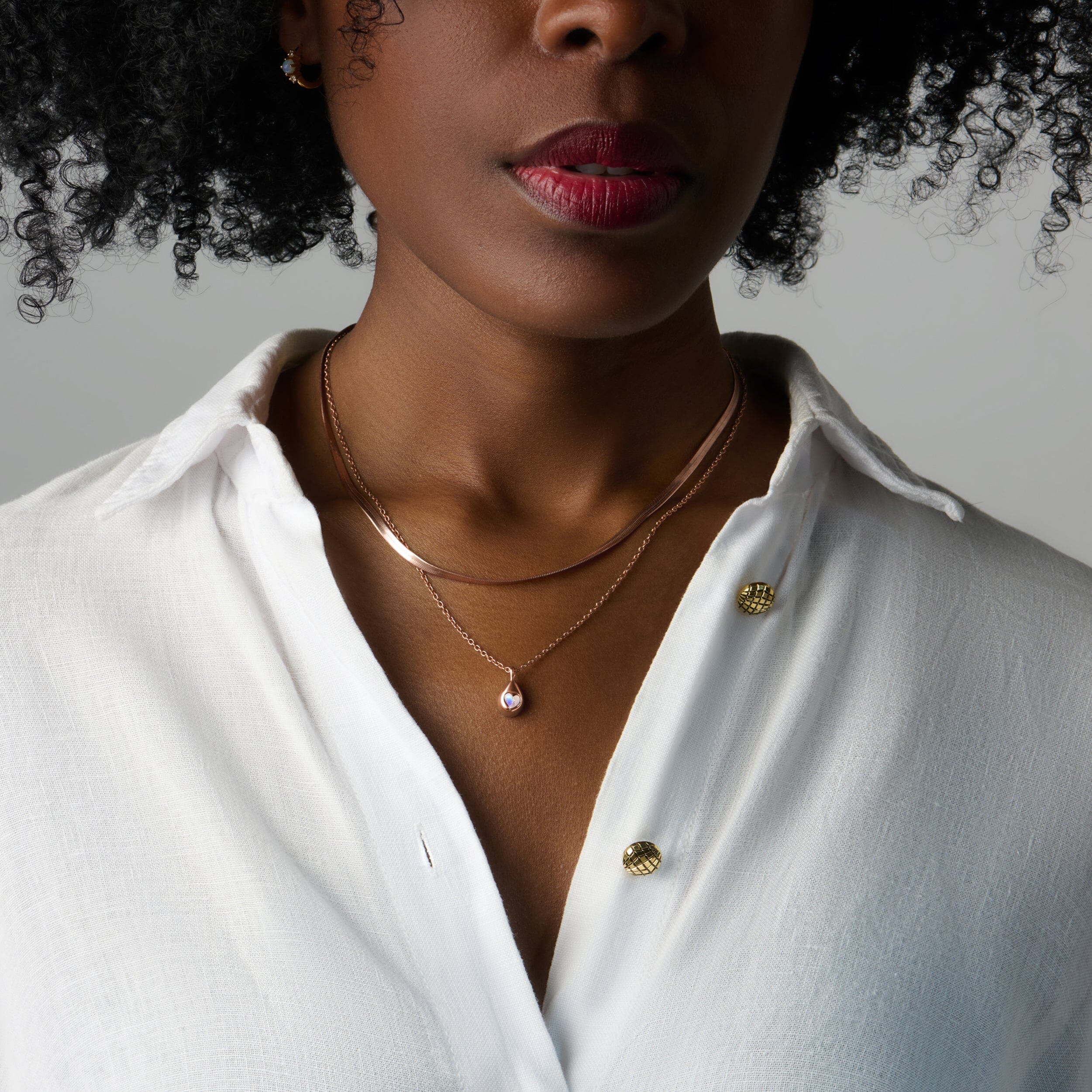 Moonstone Hidden Heart Necklace & Herringbone Chain - Image 4