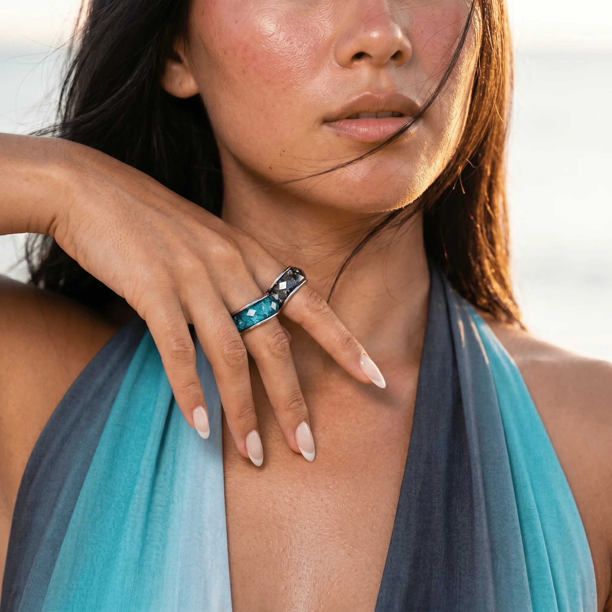 Night Sky & Ocean Blue Resin Rings Set - Image 9