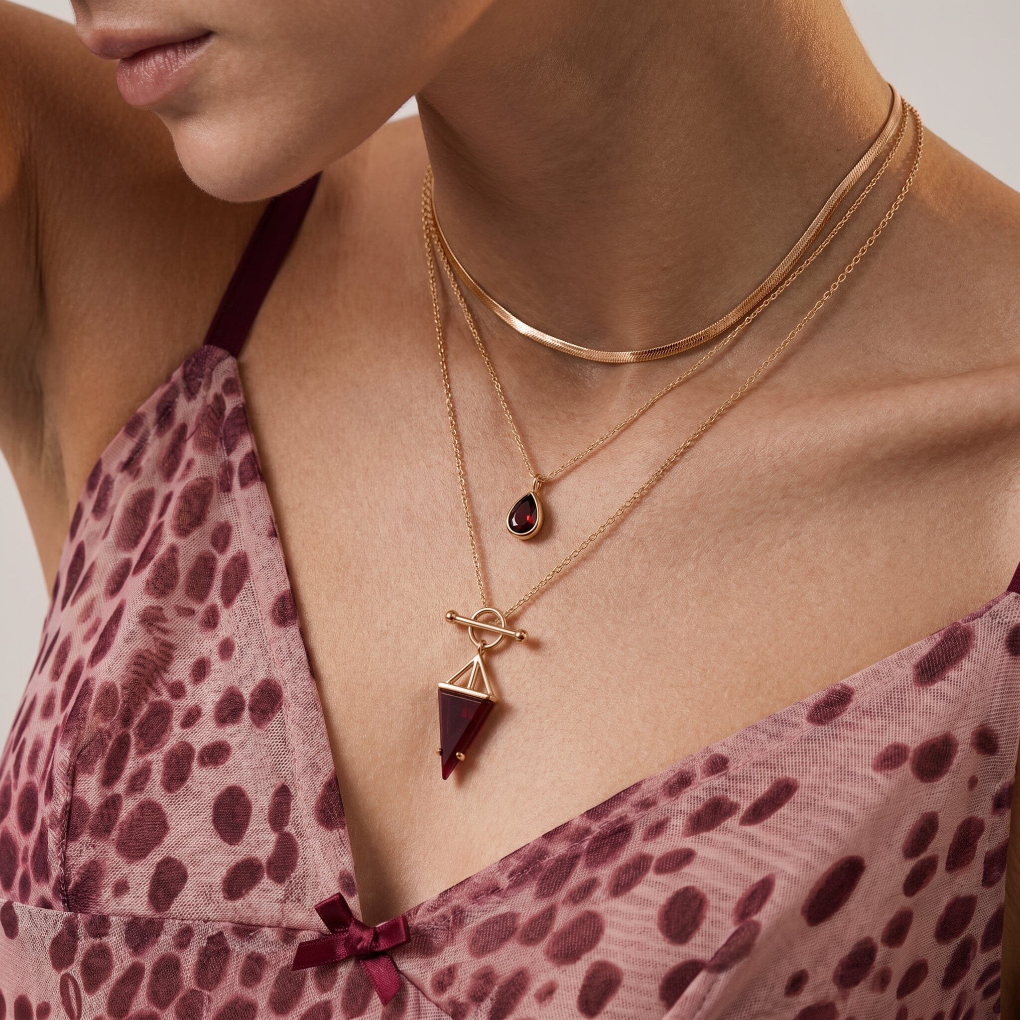 Pink Quartz Hidden Heart Necklace & Herringbone Chain - Image 21
