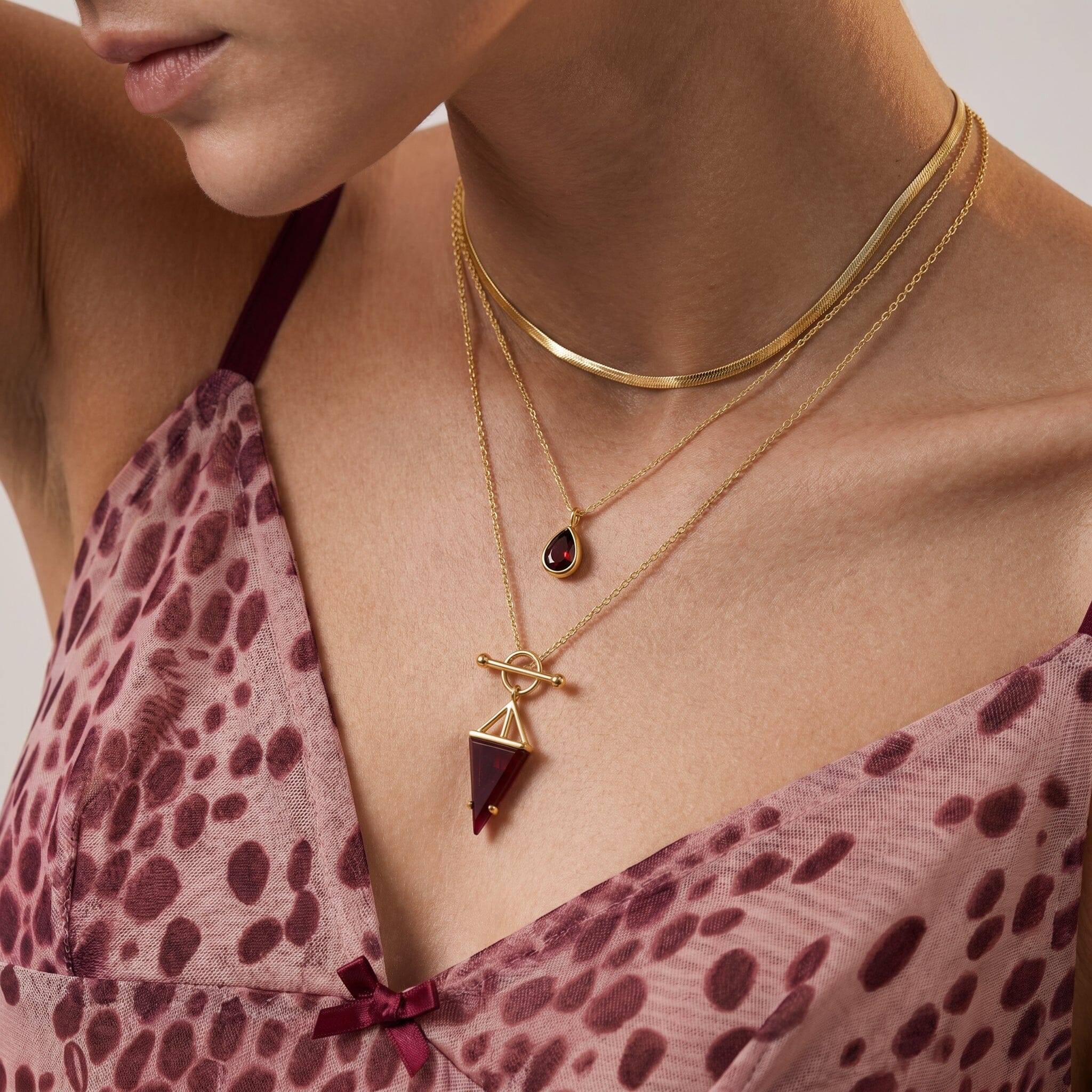 Pink Quartz Hidden Heart Necklace & Herringbone Chain - Image 22