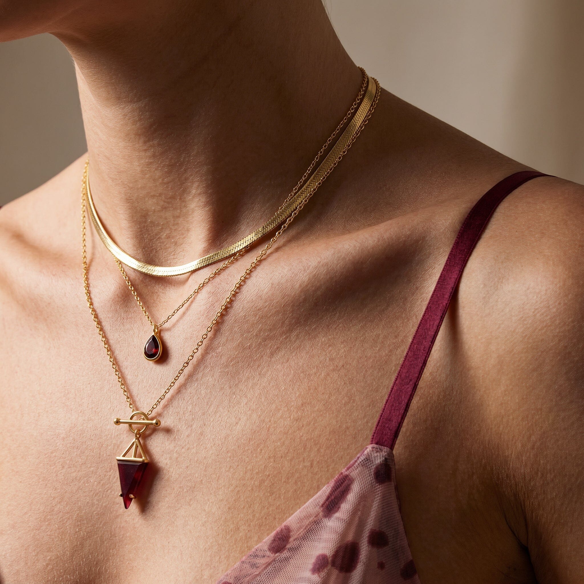 Pink Quartz Hidden Heart Necklace & Herringbone Chain - Image 9