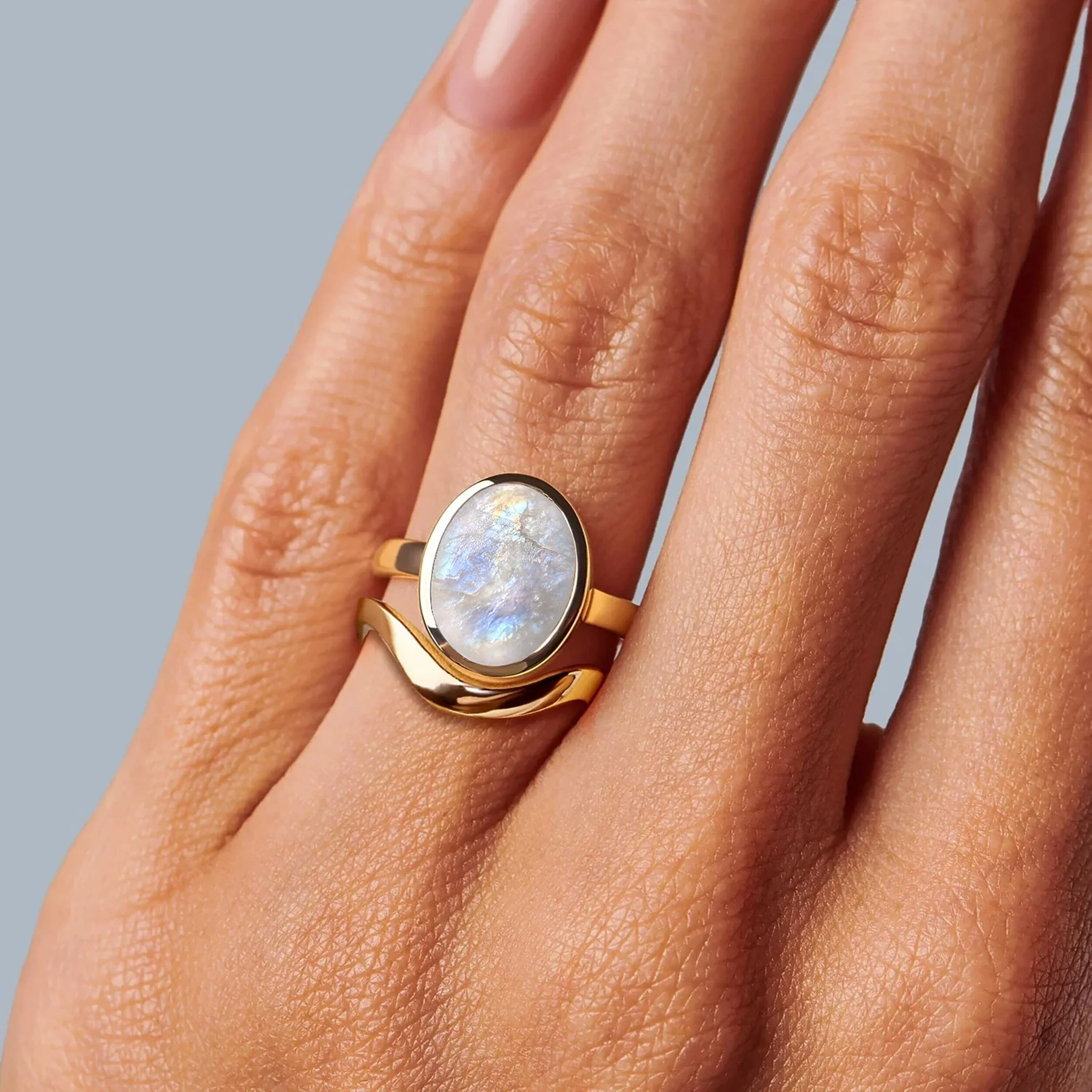 Moonstone Enfolded & Waves Rings - Image 18