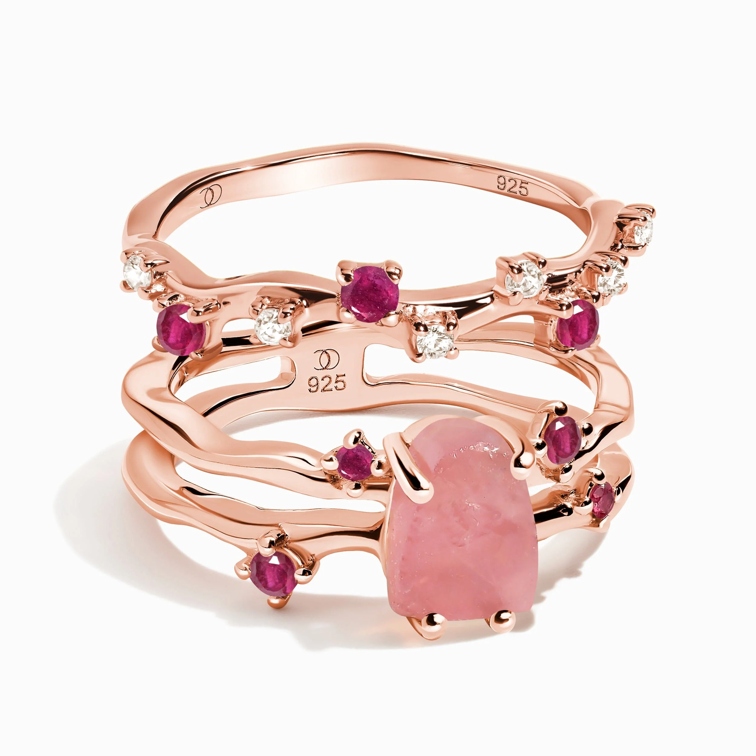 Rose Quartz Flow & Ruby Stardust Rings - Image 3