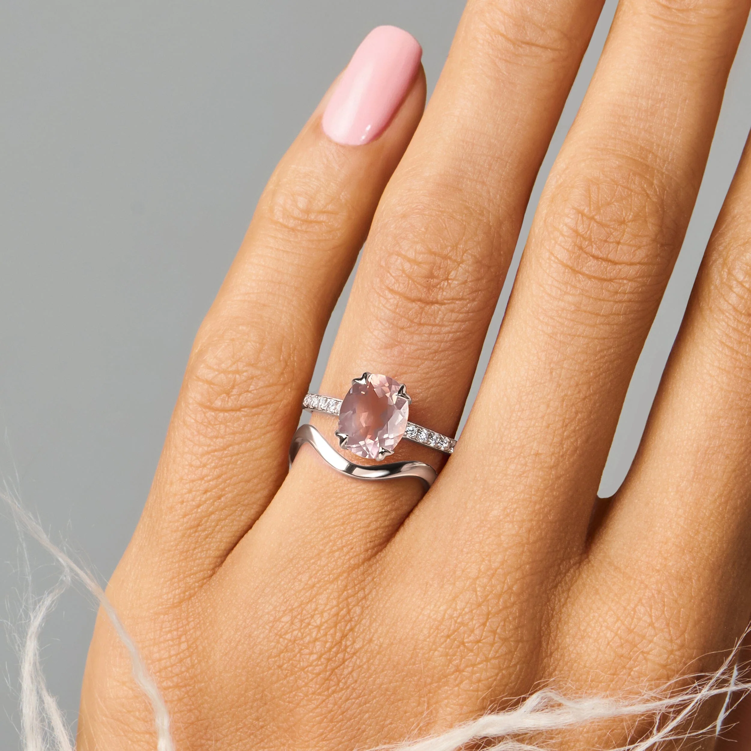 Rose Quartz Harlow & Waves Rings - Image 2