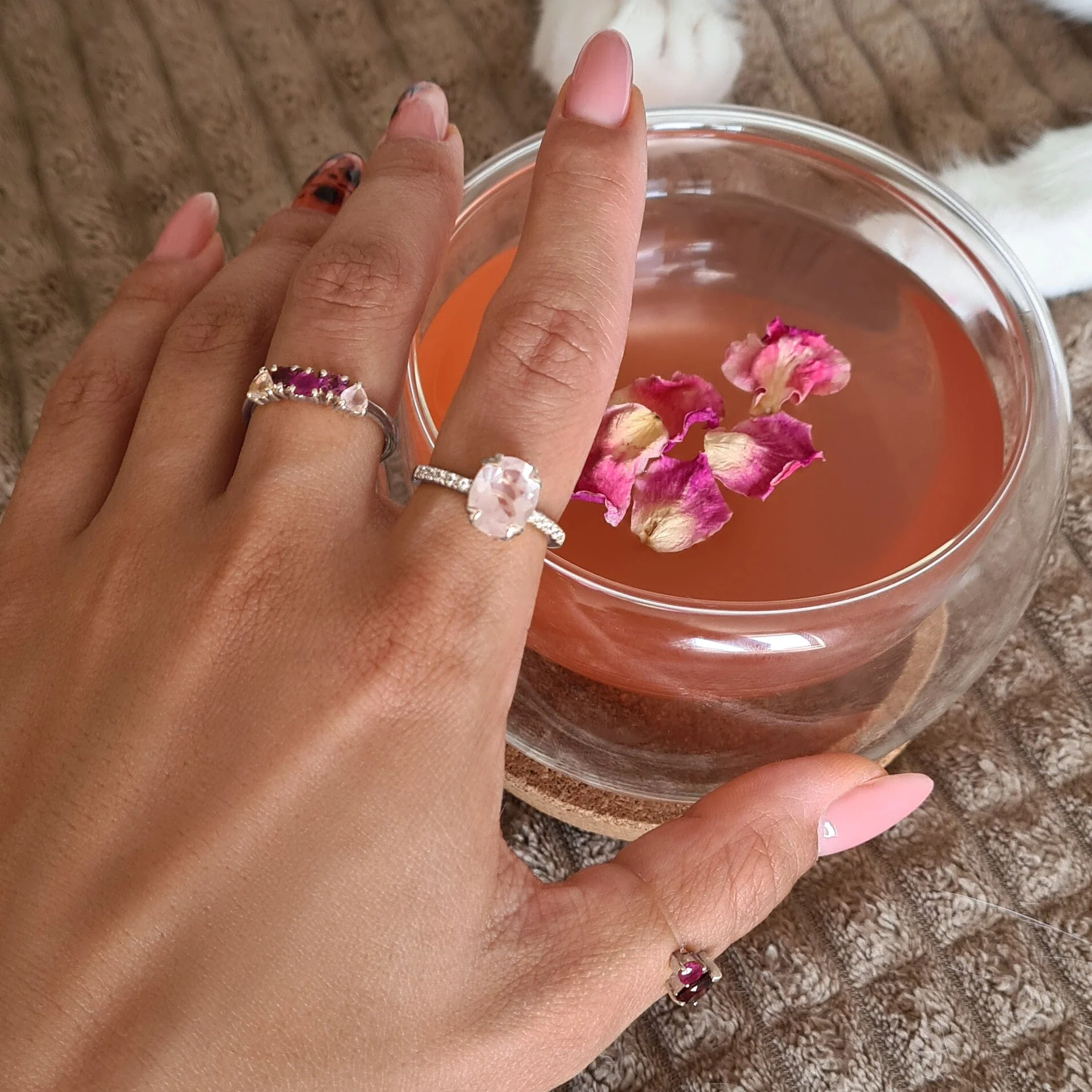 Rose Quartz Rhodolite Ring - Crush - Image 13