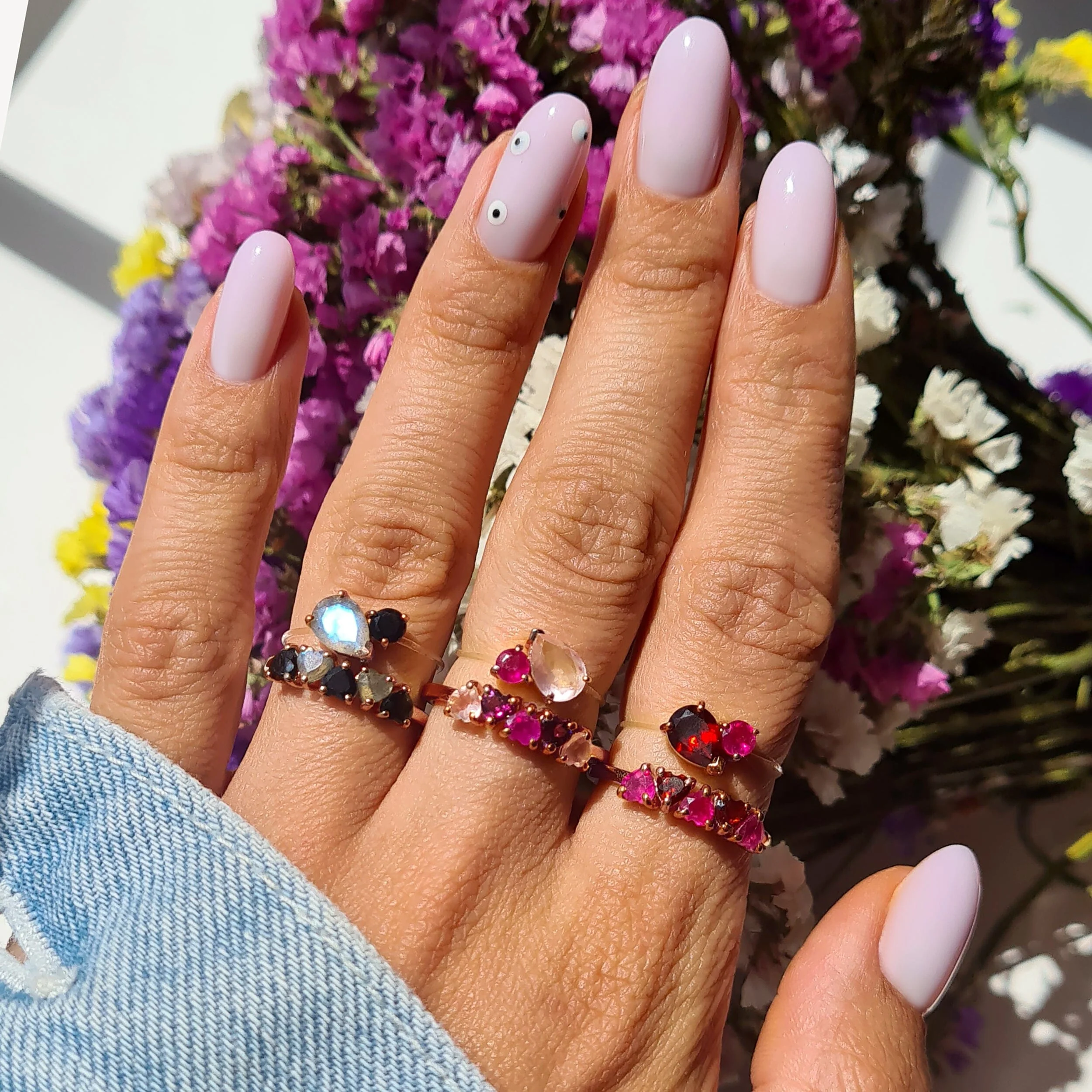 Rose Quartz Rhodolite Ring - Crush - Image 15