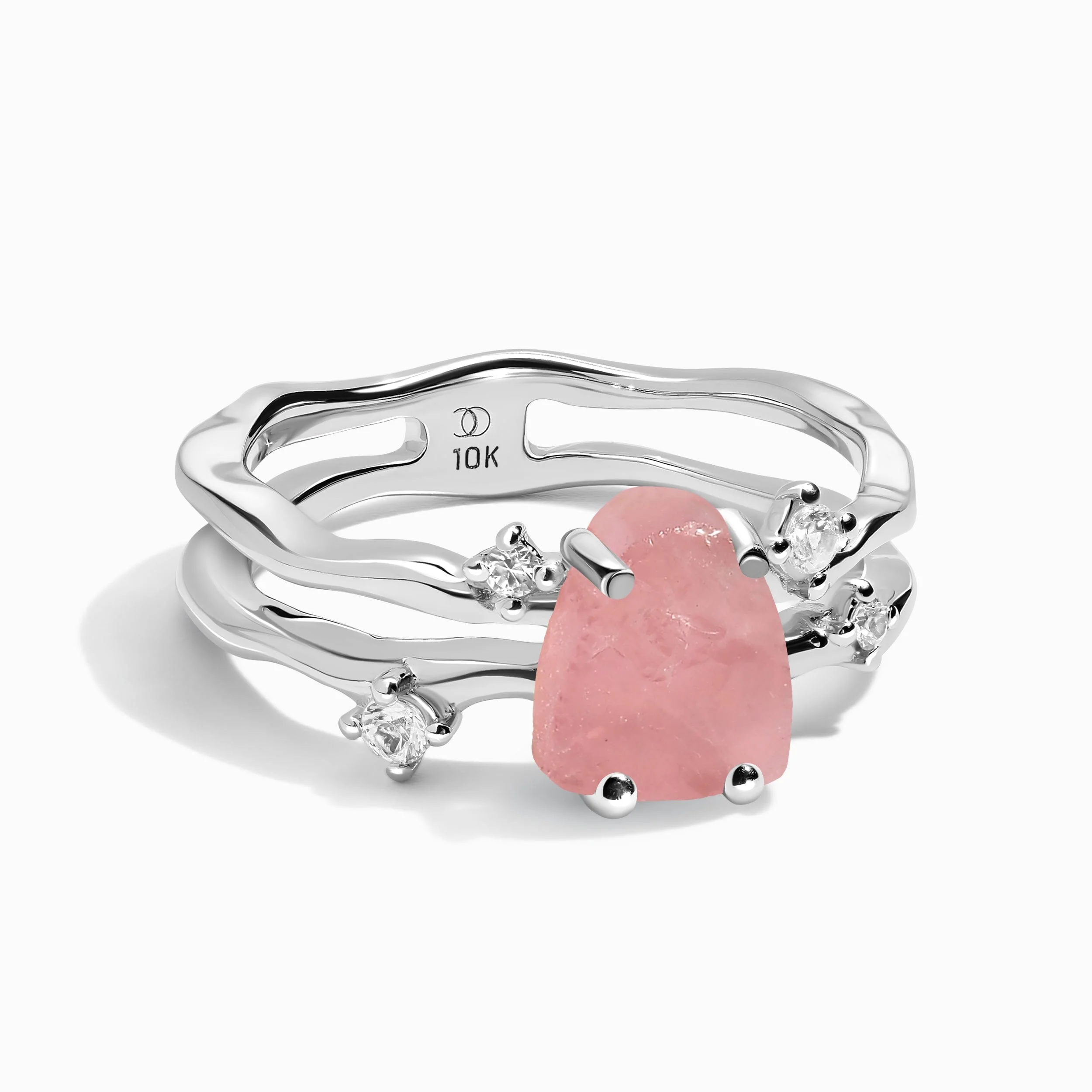 Rose Quartz Ring - Flow - Solid Gold