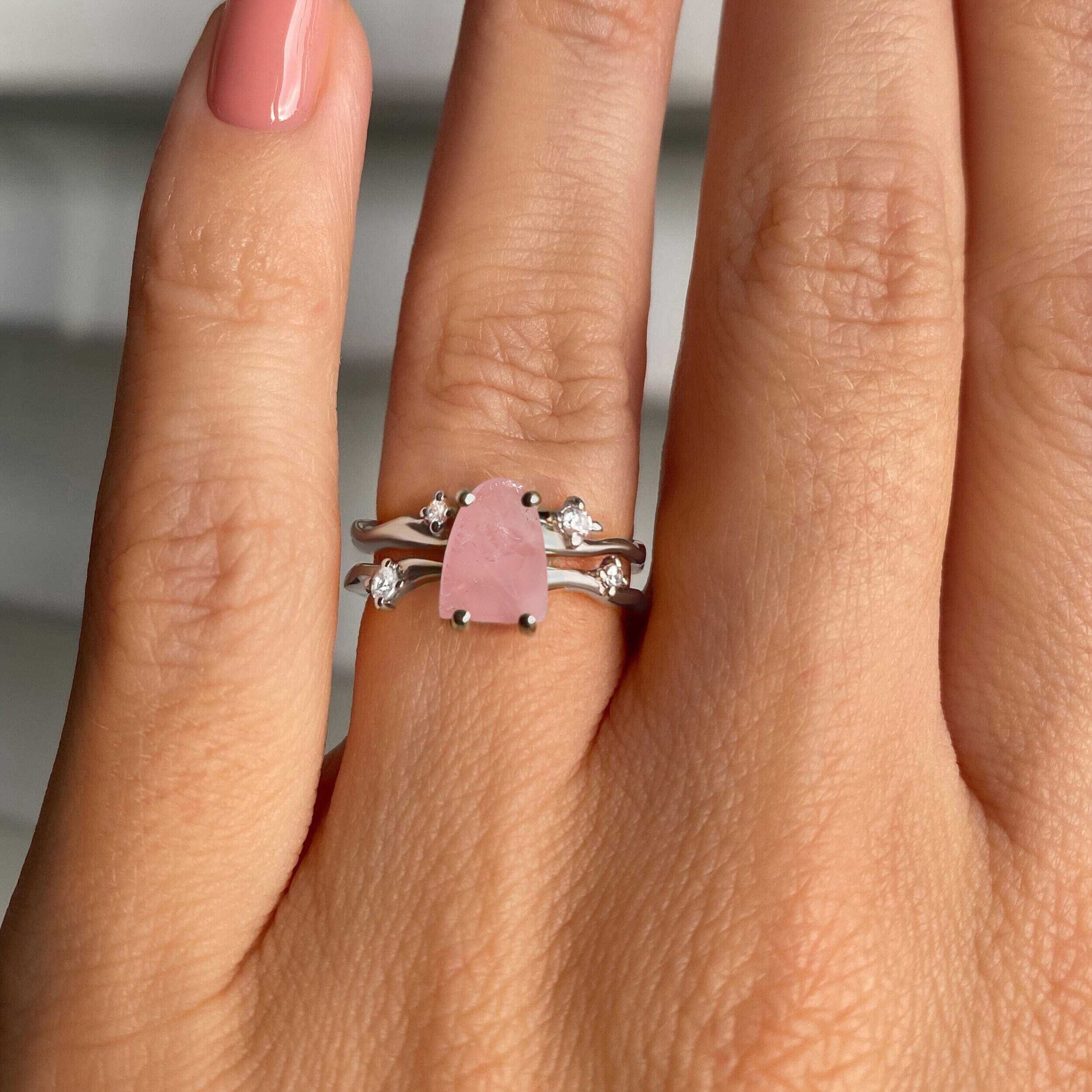 Rose Quartz Ring - Flow - Solid Gold - Image 2