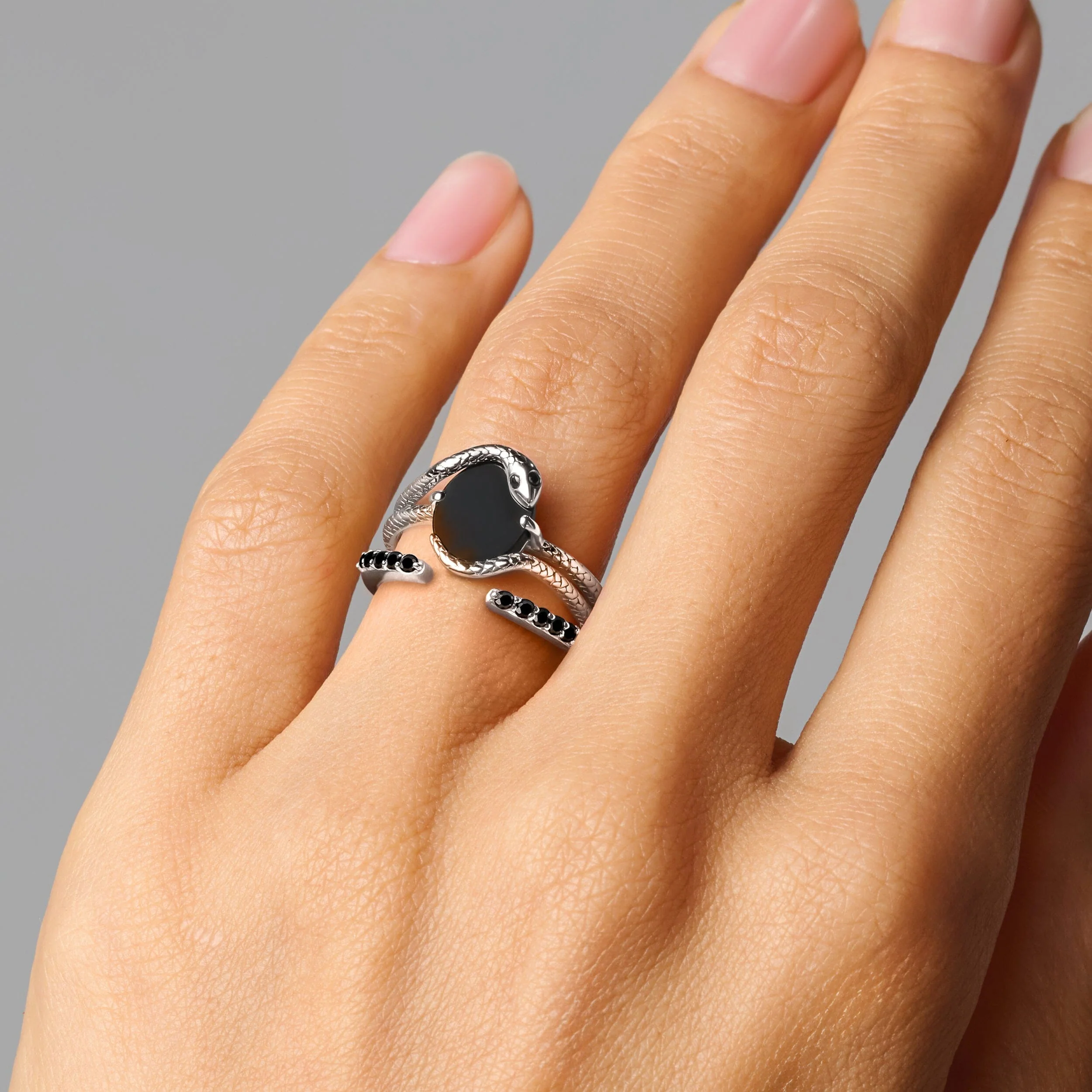 Black Onyx Serpent & Twinkling Rings - Image 2