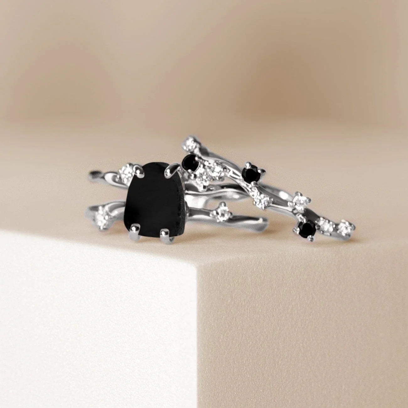 Black Obsidian Flow & Stardust Rings - Image 31
