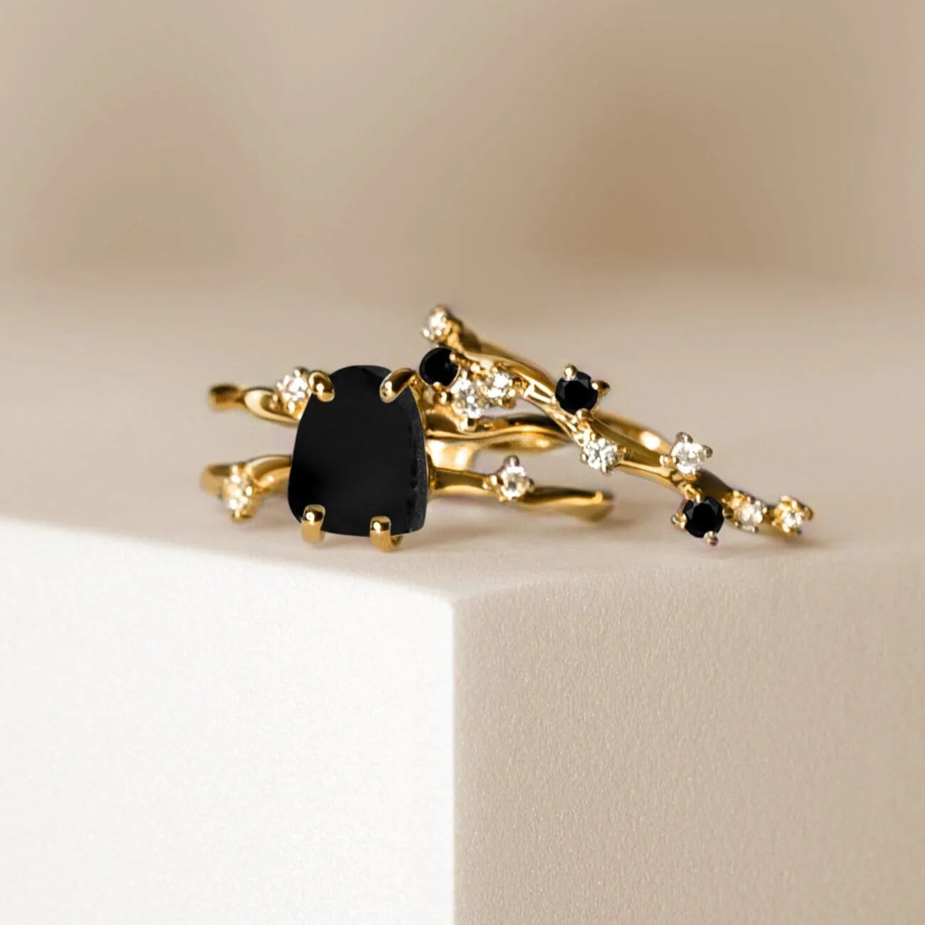 Black Obsidian Flow & Stardust Rings - Image 39