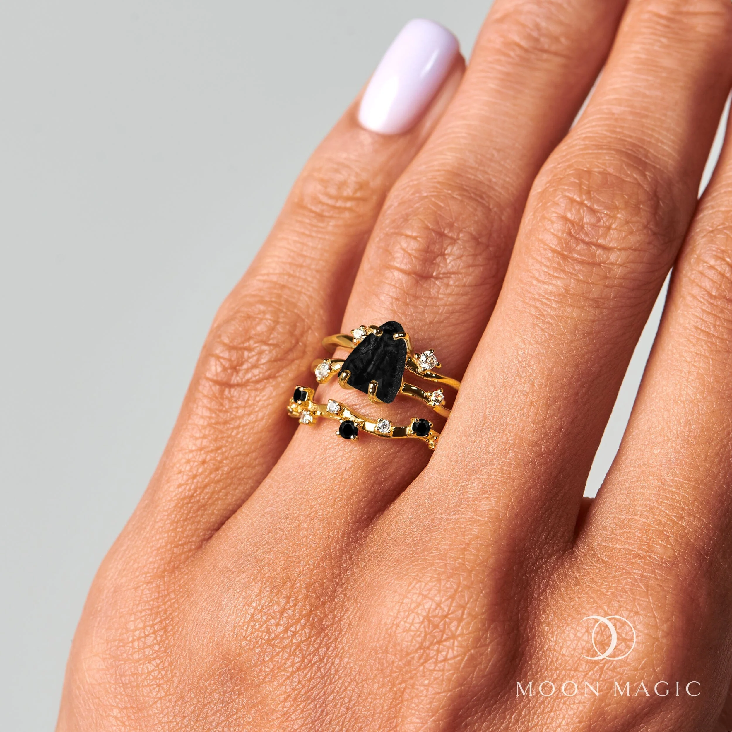 Black Obsidian Flow & Stardust Rings - Image 27