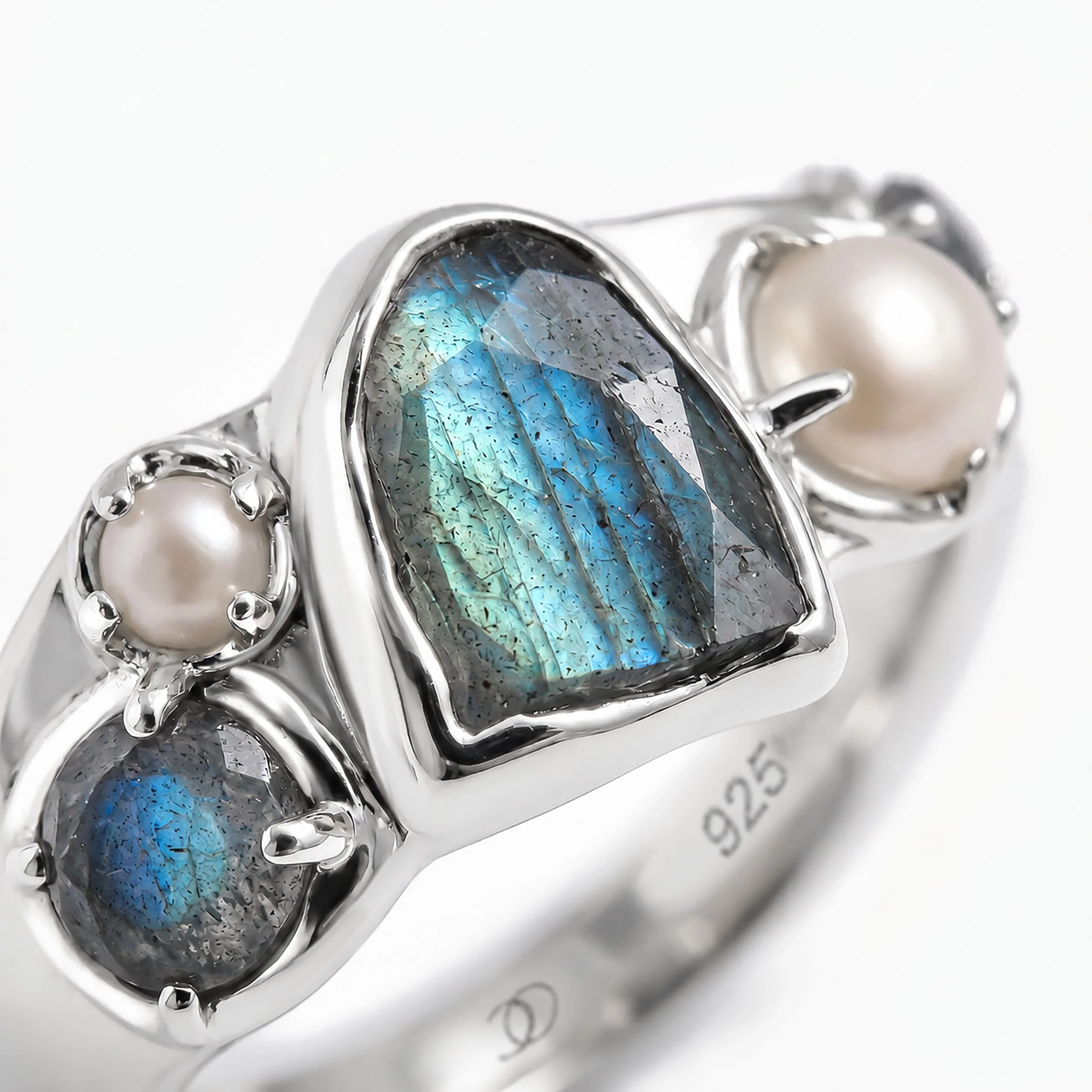 Labradorite Pearl Ring - Heirloom - Image 11